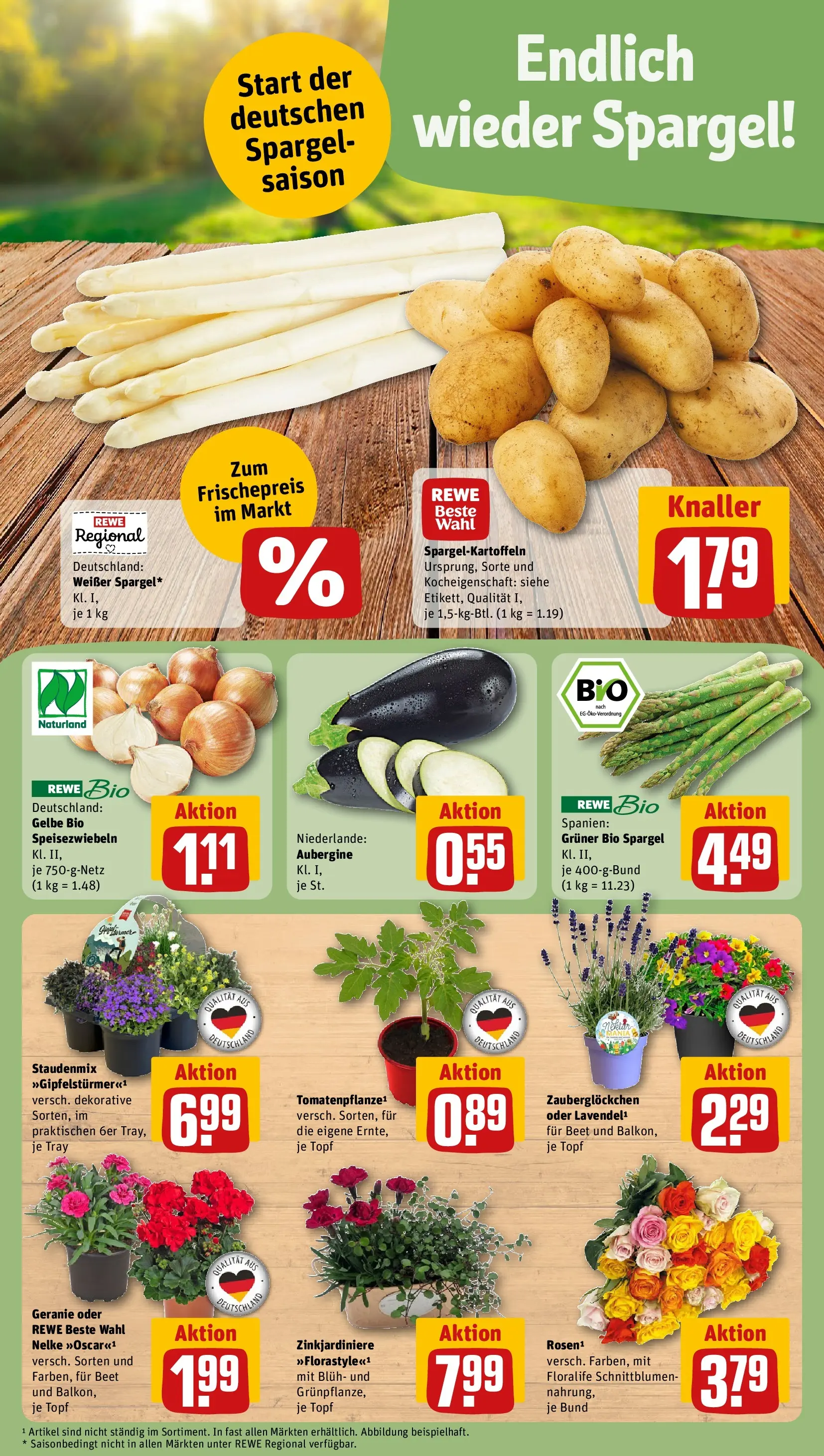 REWE Prospekt ab 13.04.2026 zum Blättern » Angebote | Seite: 5 | Produkte: Spargel, Aubergine