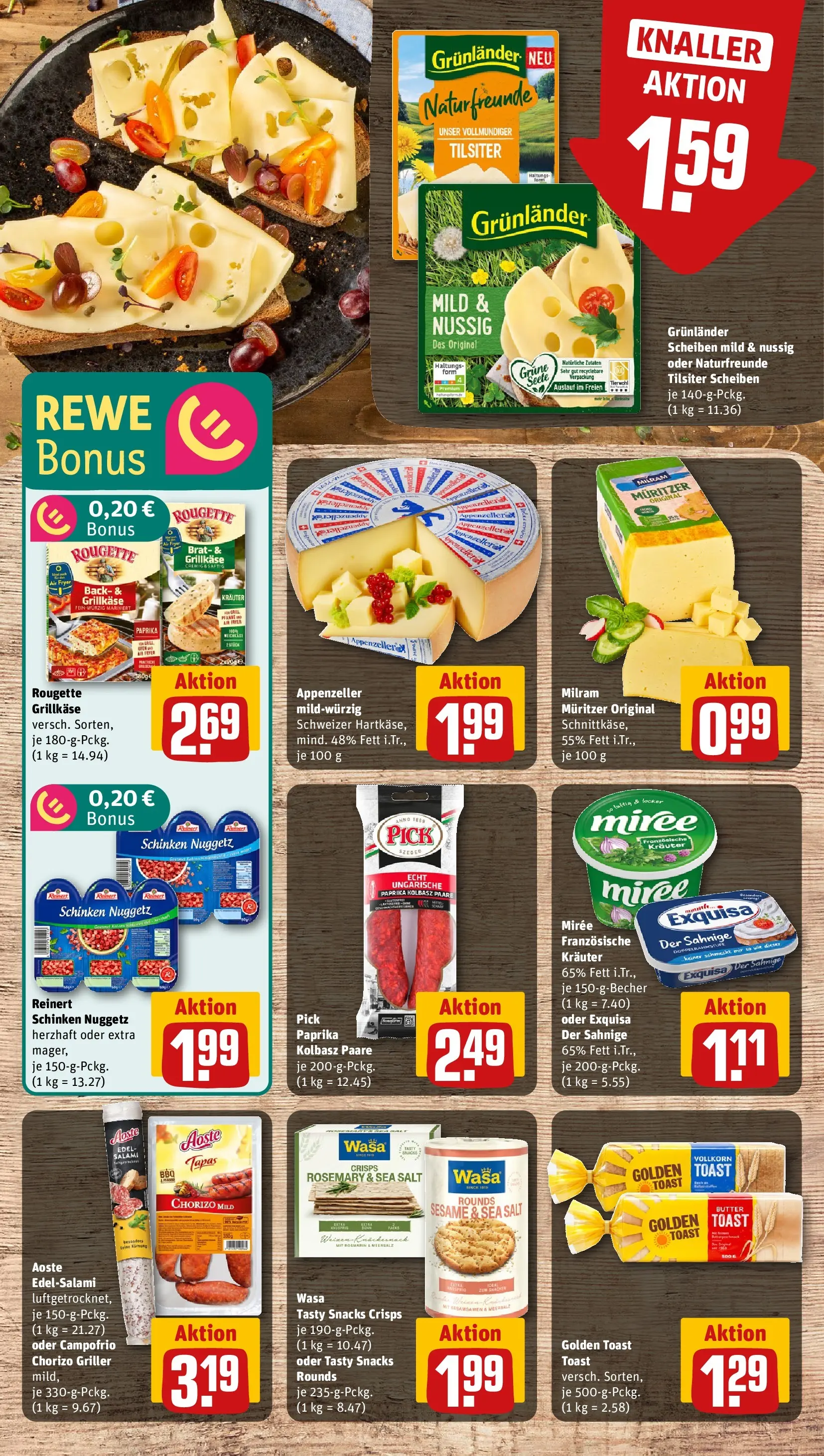 REWE Prospekt ab 13.04.2026 zum Blättern » Angebote | Seite: 7 | Produkte: Toast, Exquisa, Schinken, Griller