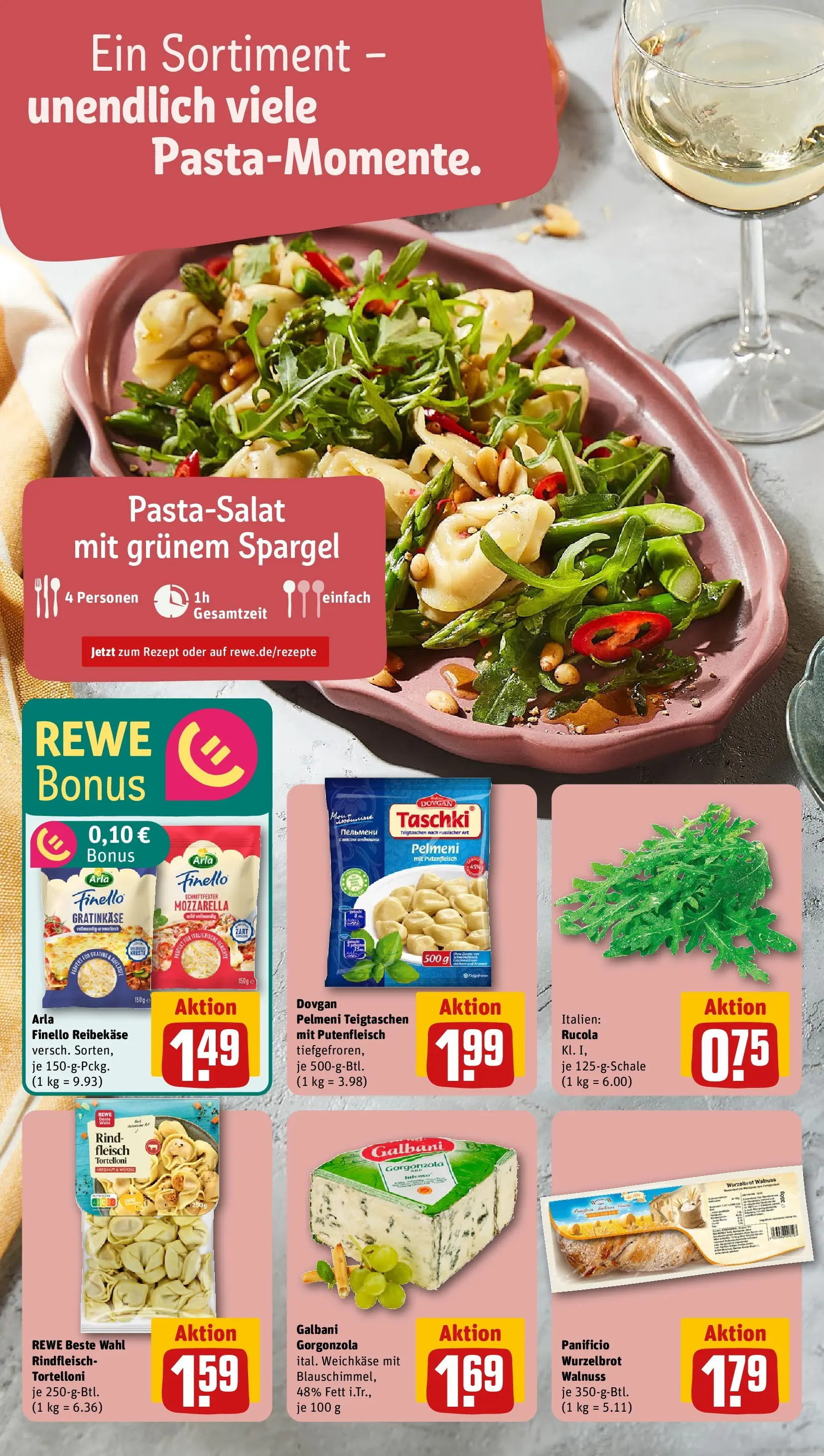 REWE Prospekt ab 13.04.2026 zum Blättern » Angebote | Seite: 8 | Produkte: Mozzarella, Rucola, Spargel, Rindfleisch