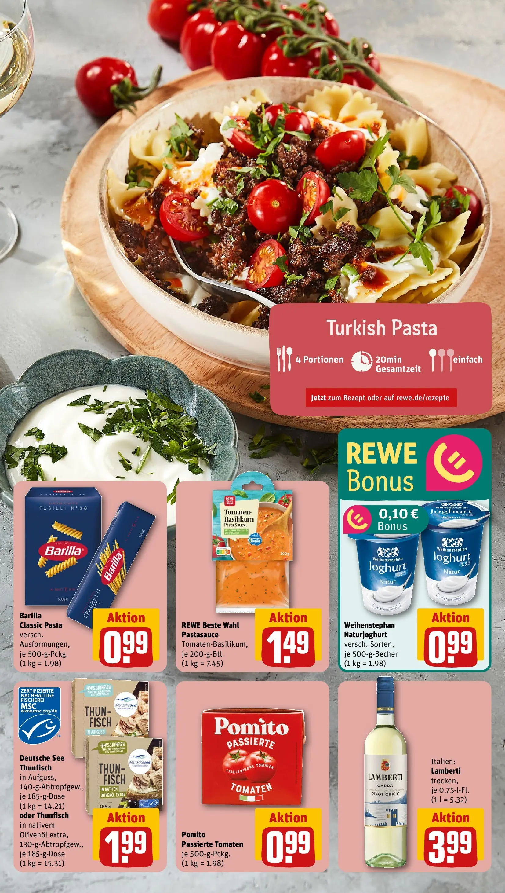 REWE Prospekt ab 13.04.2026 zum Blättern » Angebote | Seite: 9 | Produkte: Barilla, Olivenol, Tomaten, Fisch