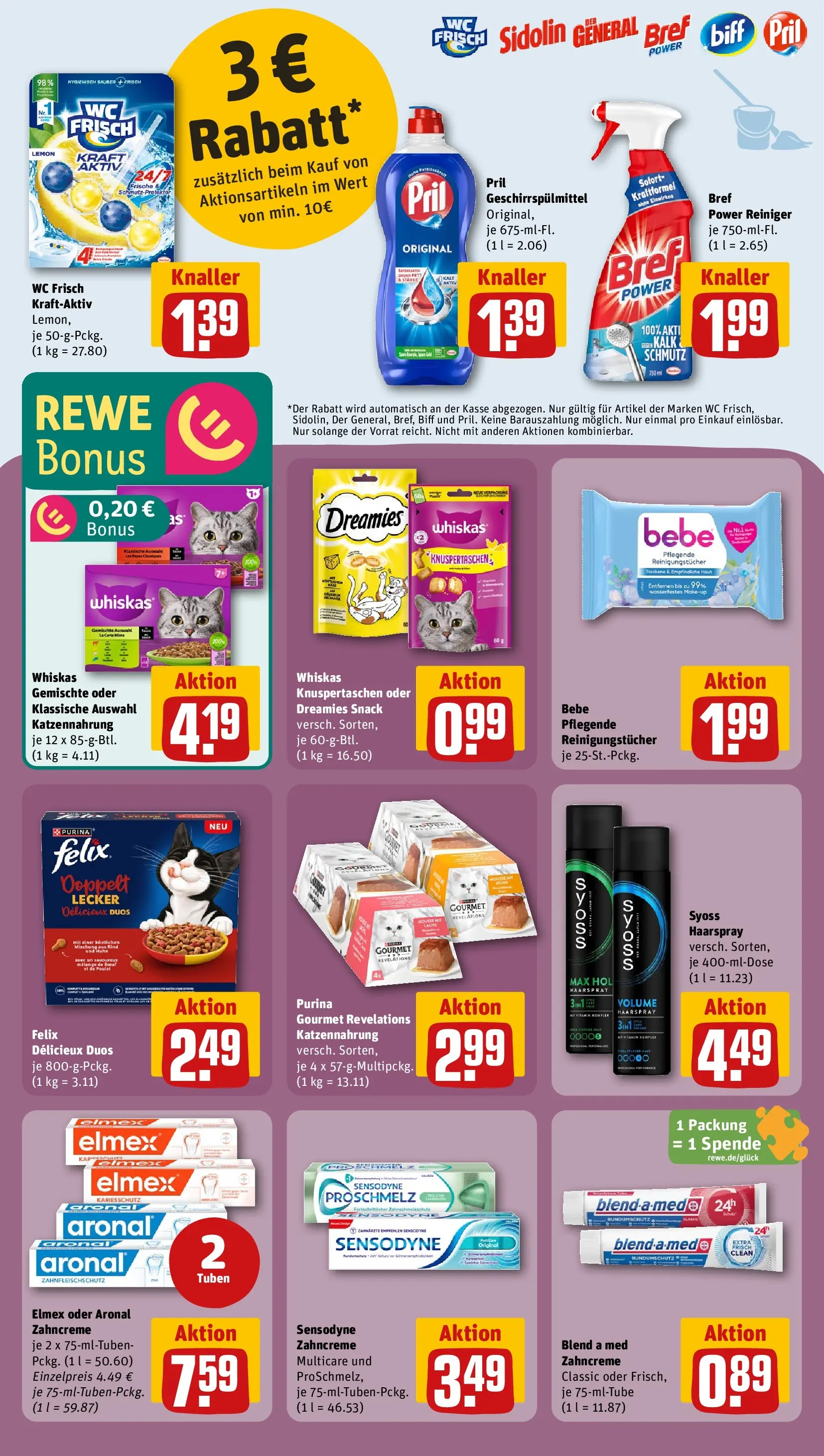 REWE Prospekt ab 13.04.2026 zum Blättern » Angebote | Seite: 19 | Produkte: Haarspray, Reinigungstücher, Wc frisch, Whiskas