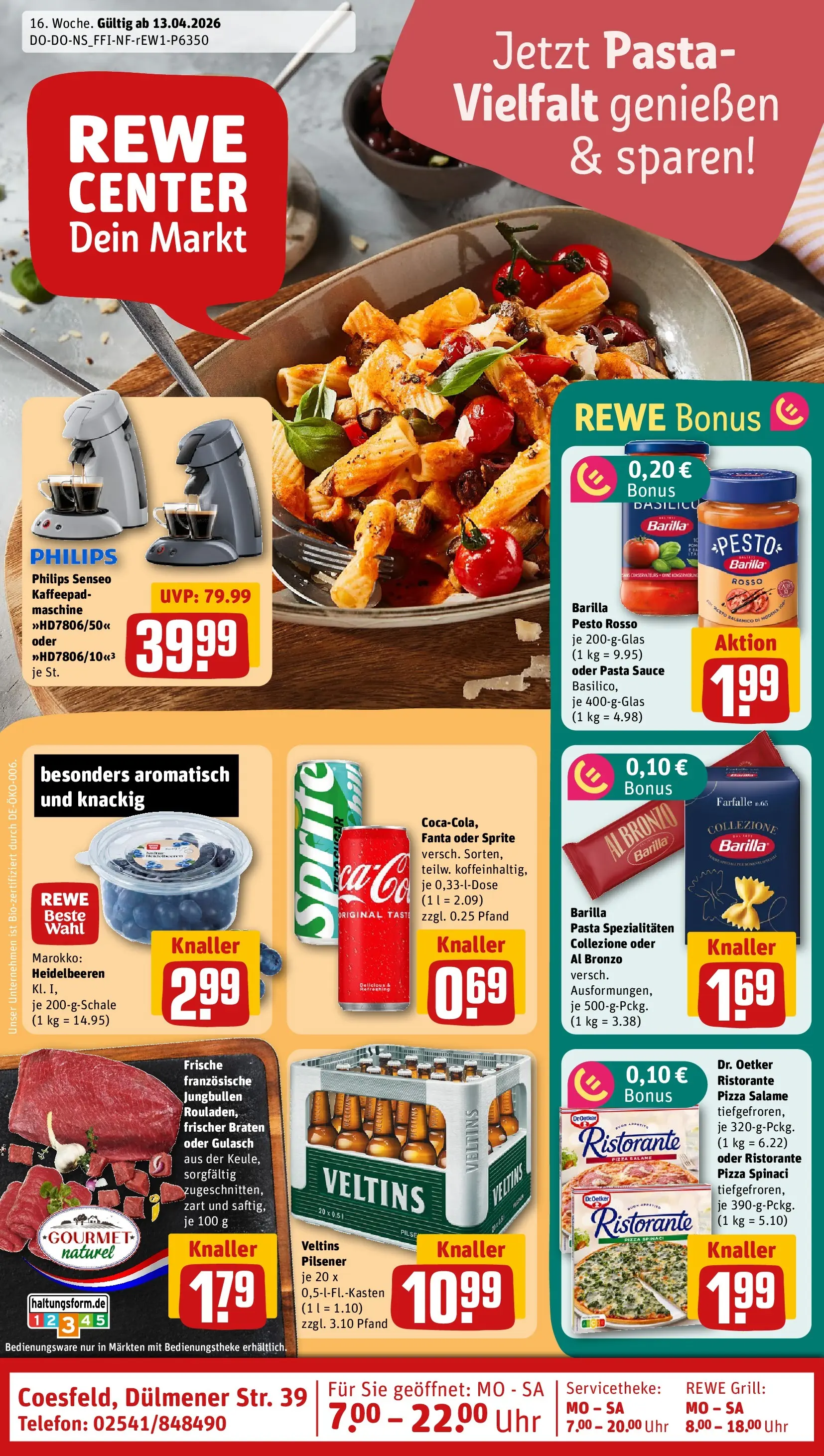 REWE Prospekt ab 12.04.2026 zum Blättern » Angebote | Seite: 1 | Produkte: Philips, Fanta, Barilla, Veltins