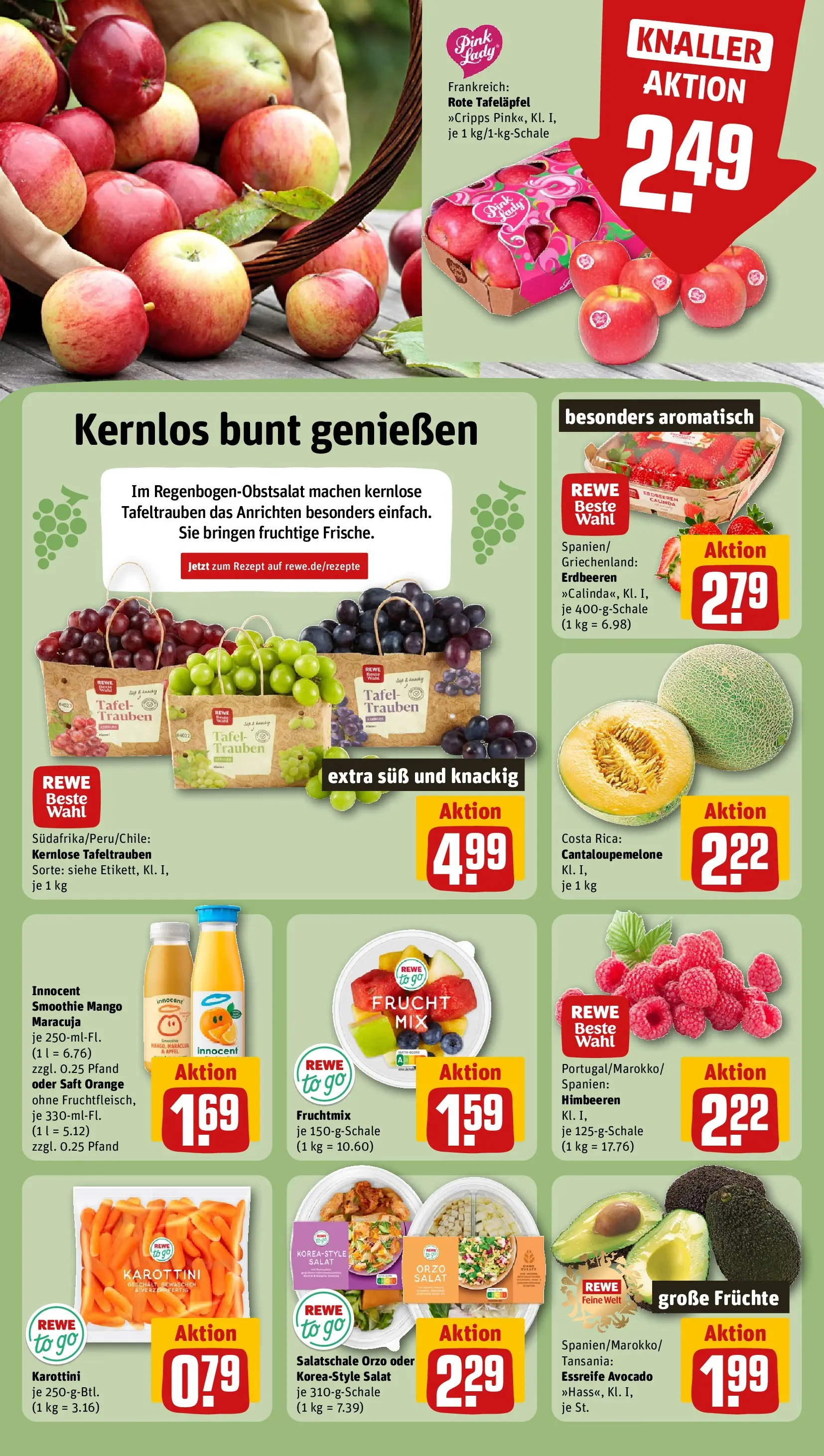 REWE Prospekt ab 12.04.2026 zum Blättern » Angebote | Seite: 4 | Produkte: Trauben, Äpfel, Avocado, Mango