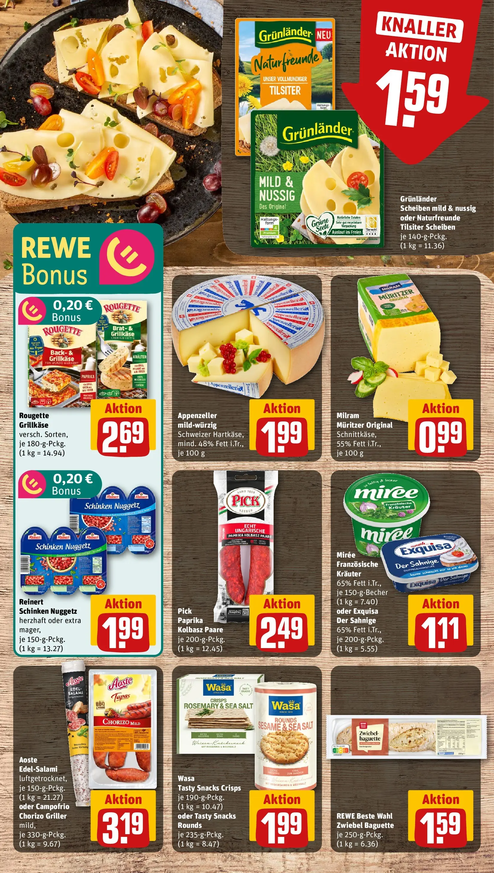 REWE Prospekt ab 12.04.2026 zum Blättern » Angebote | Seite: 7 | Produkte: Baguette, Grunlander, Schinken, Griller