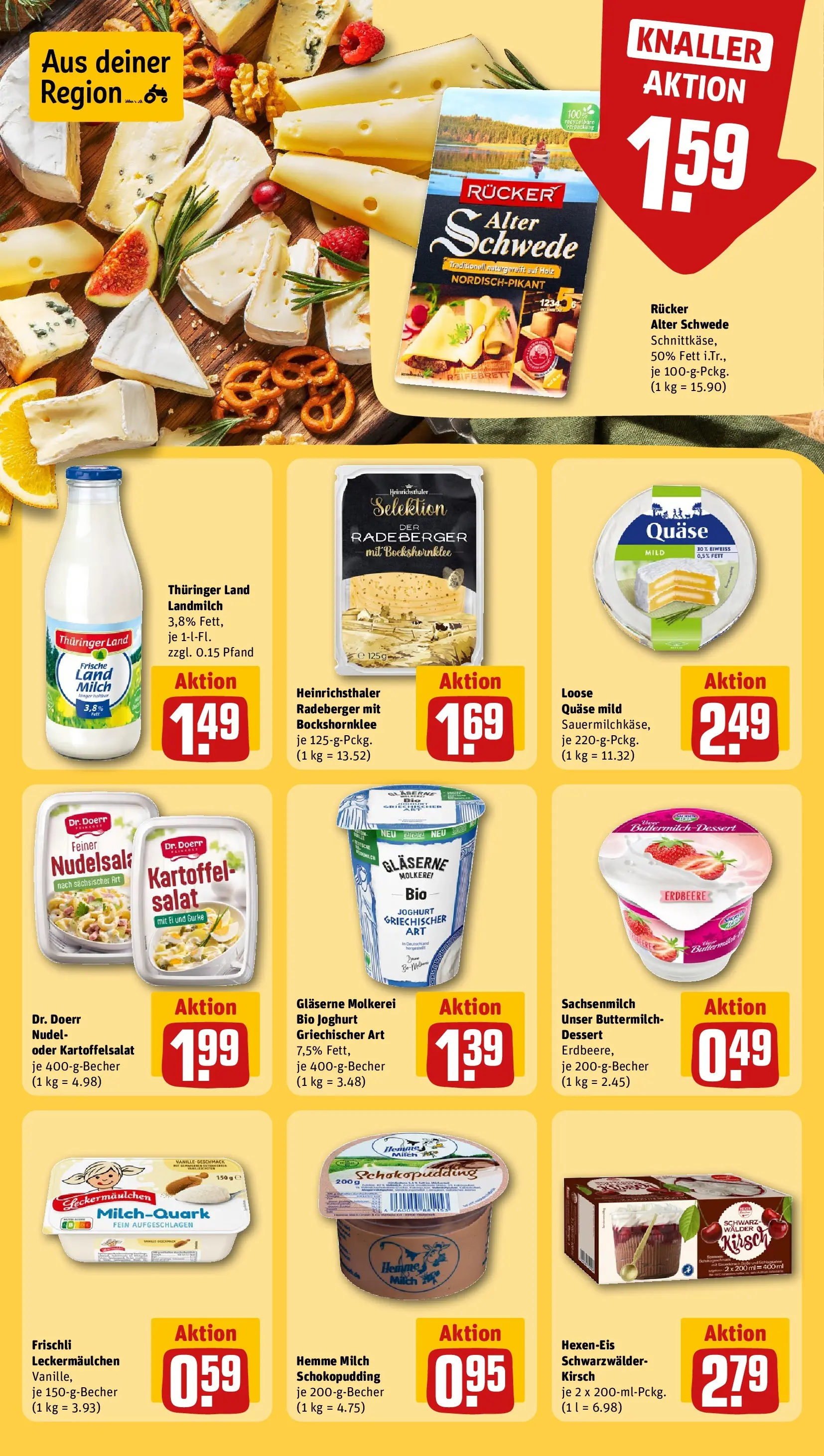 REWE Prospekt ab 12.04.2026 zum Blättern » Angebote | Seite: 13 | Produkte: Quark, Milch, Pudding, Salat