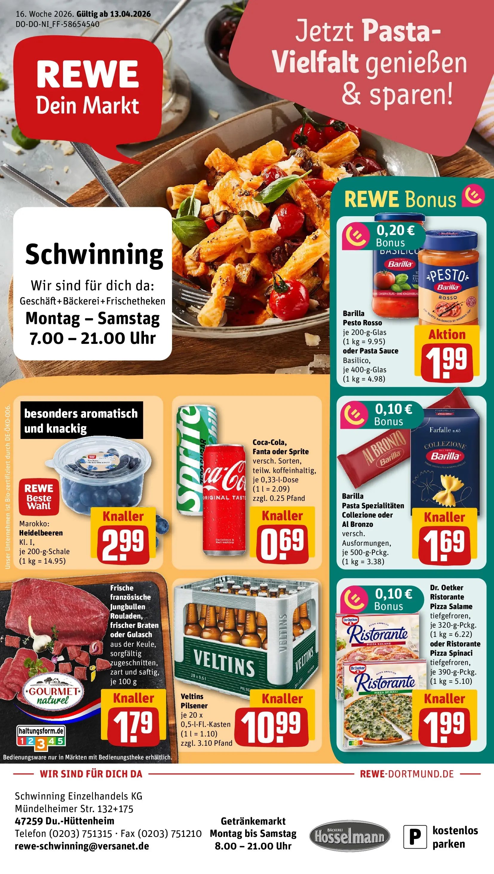 REWE Prospekt ab 12.04.2026 zum Blättern » Angebote | Seite: 1 | Produkte: Ristorante, Fanta, Pizza, Veltins