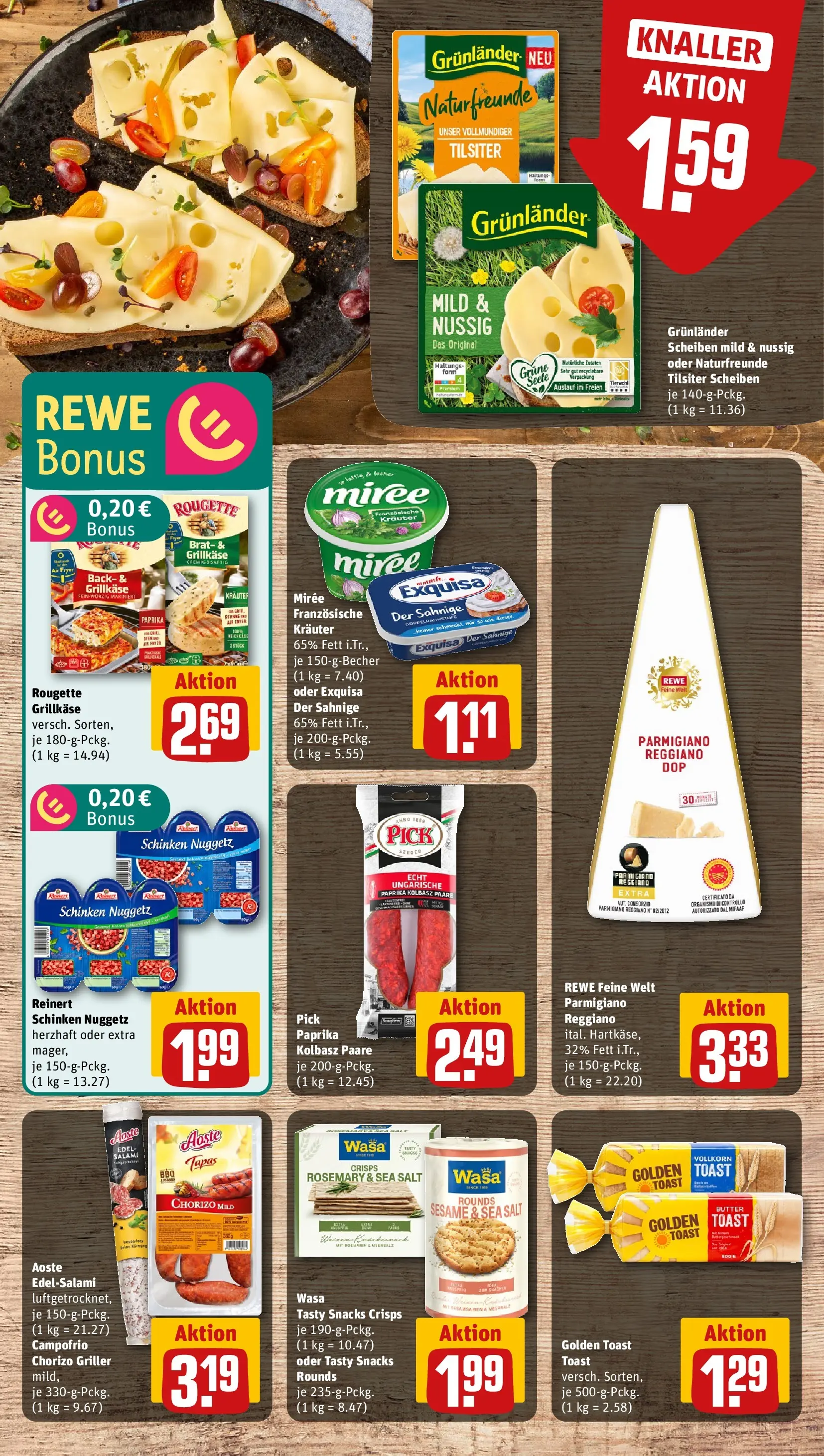 REWE Prospekt ab 13.04.2026 zum Blättern » Angebote | Seite: 7 | Produkte: Butter, Toast, Exquisa, Schinken