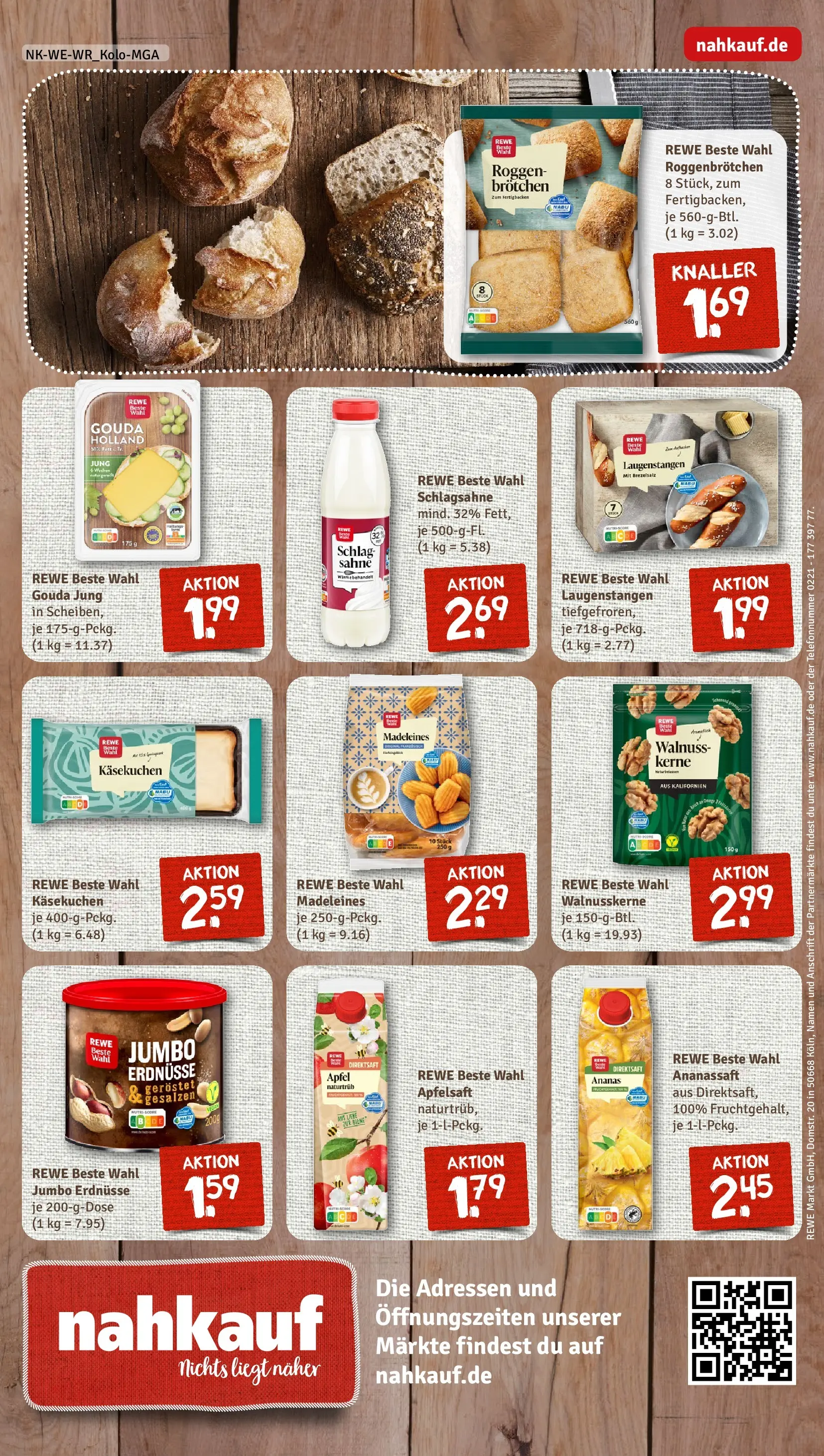 REWE Prospekt ab 13.04.2026 zum Blättern » Angebote | Seite: 8 | Produkte: Erdnüsse, Schlagsahne, Gouda, Ananas