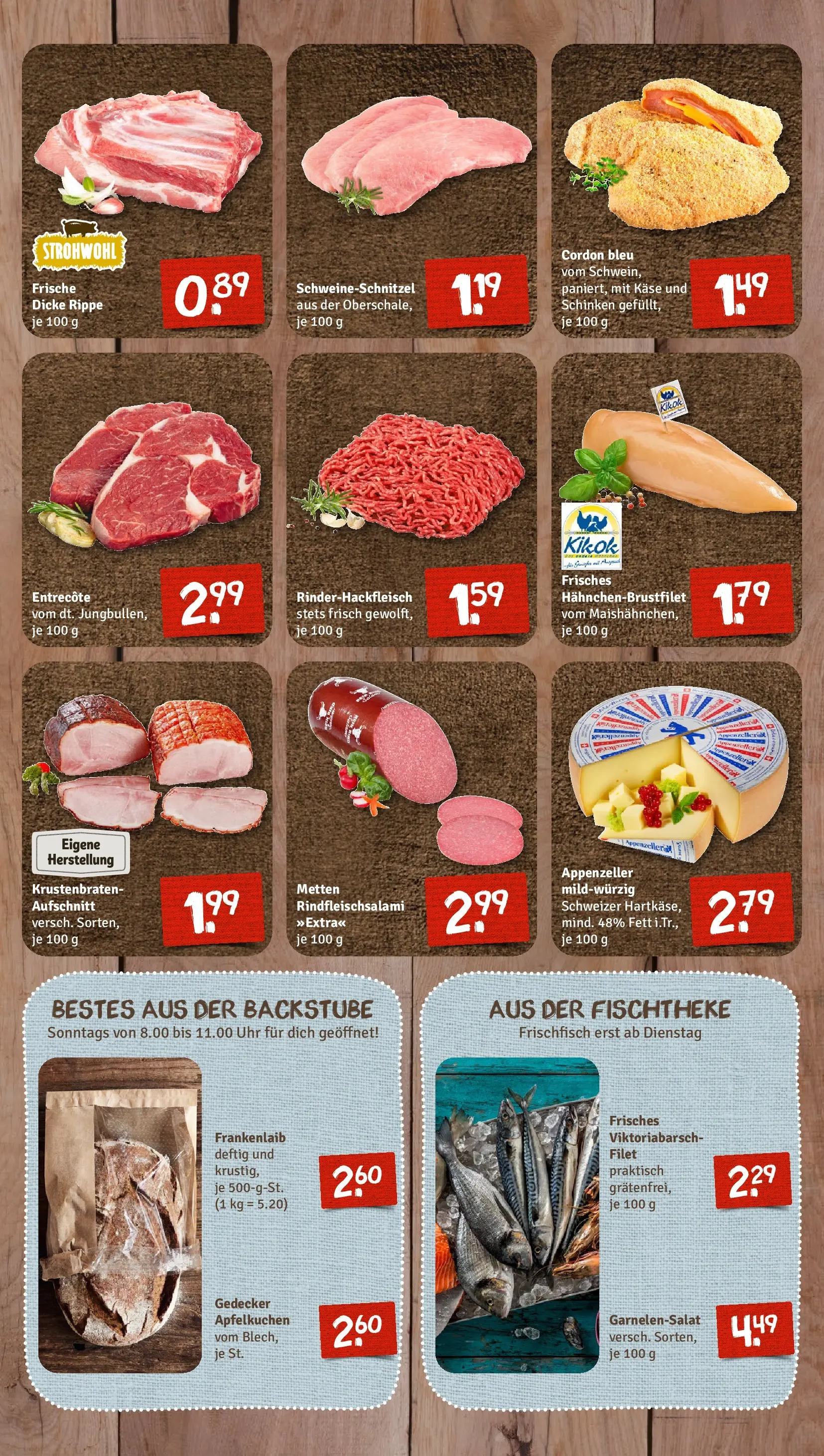 REWE Prospekt ab 12.04.2026 zum Blättern » Angebote | Seite: 7 | Produkte: Käse, Krustenbraten, Schnitzel, Uhr