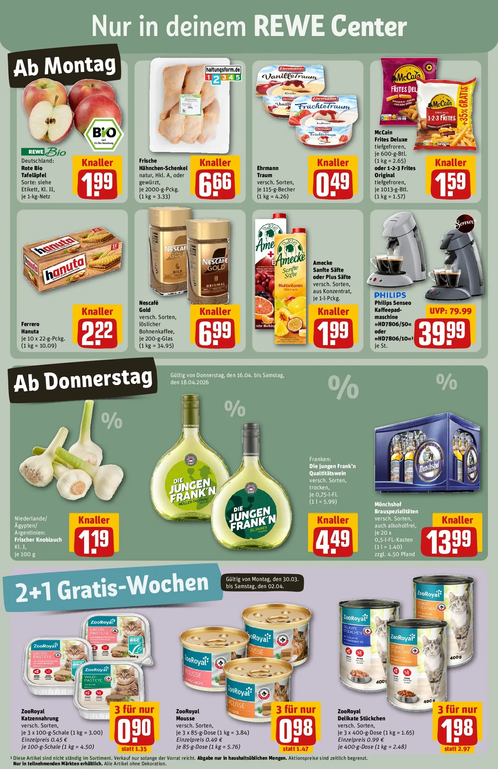 REWE Prospekt ab 12.04.2026 zum Blättern » Angebote | Seite: 3 | Produkte: Nescafe, Hahnchenschenkel, Kartoffeln, Knoblauch