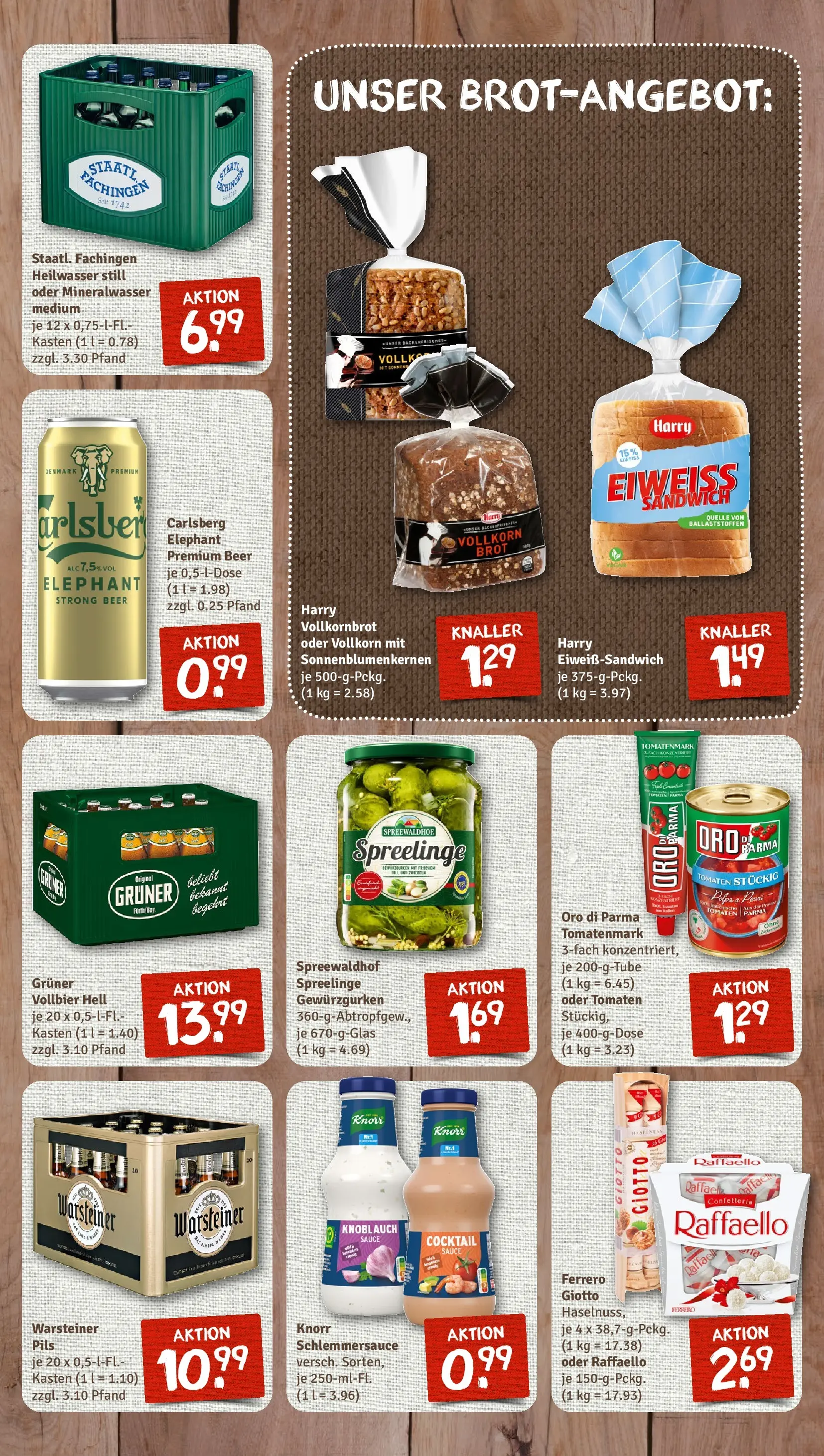 REWE Prospekt ab 13.04.2026 zum Blättern » Angebote | Seite: 7 | Produkte: Raffaello, Carlsberg, Staatl fachingen, Brot