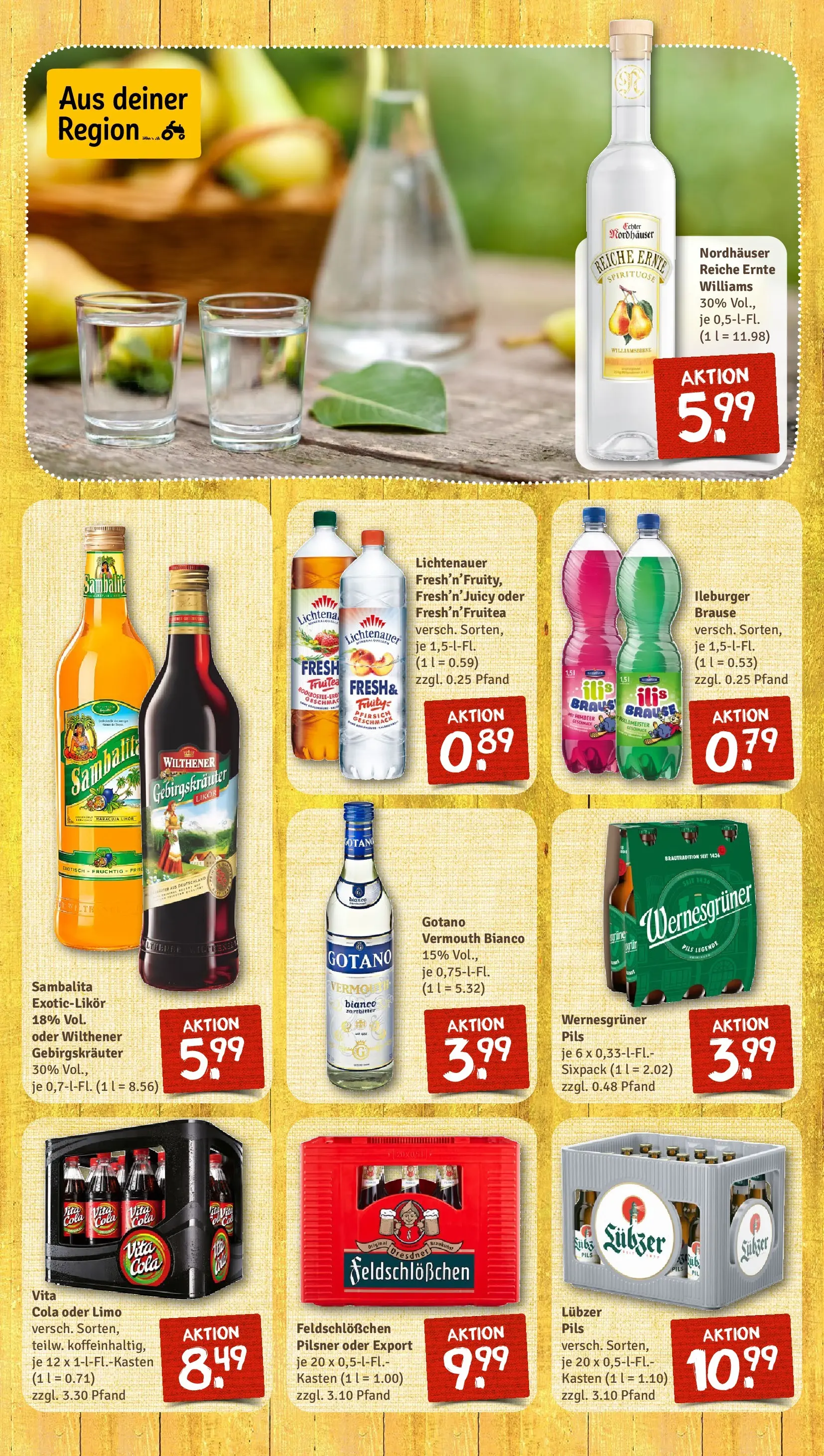 REWE Prospekt ab 13.04.2026 zum Blättern » Angebote | Seite: 11 | Produkte: Wilthener gebirgskrauter, Likör, Pils, Pfirsich