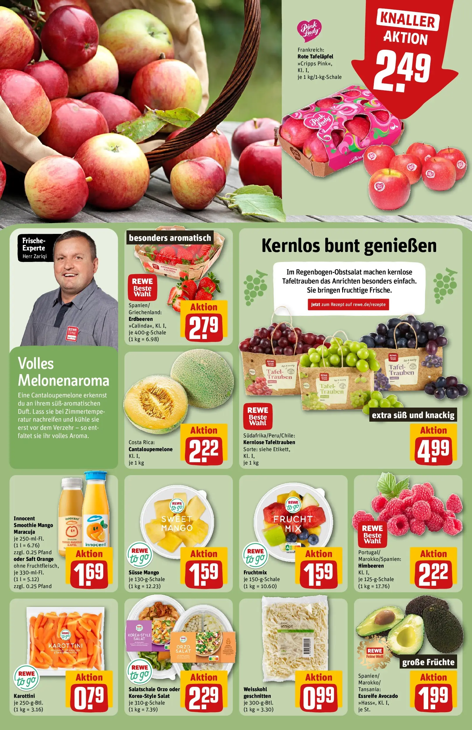 REWE Prospekt ab 12.04.2026 zum Blättern » Angebote | Seite: 6 | Produkte: Trauben, Avocado, Saft, Erdbeeren