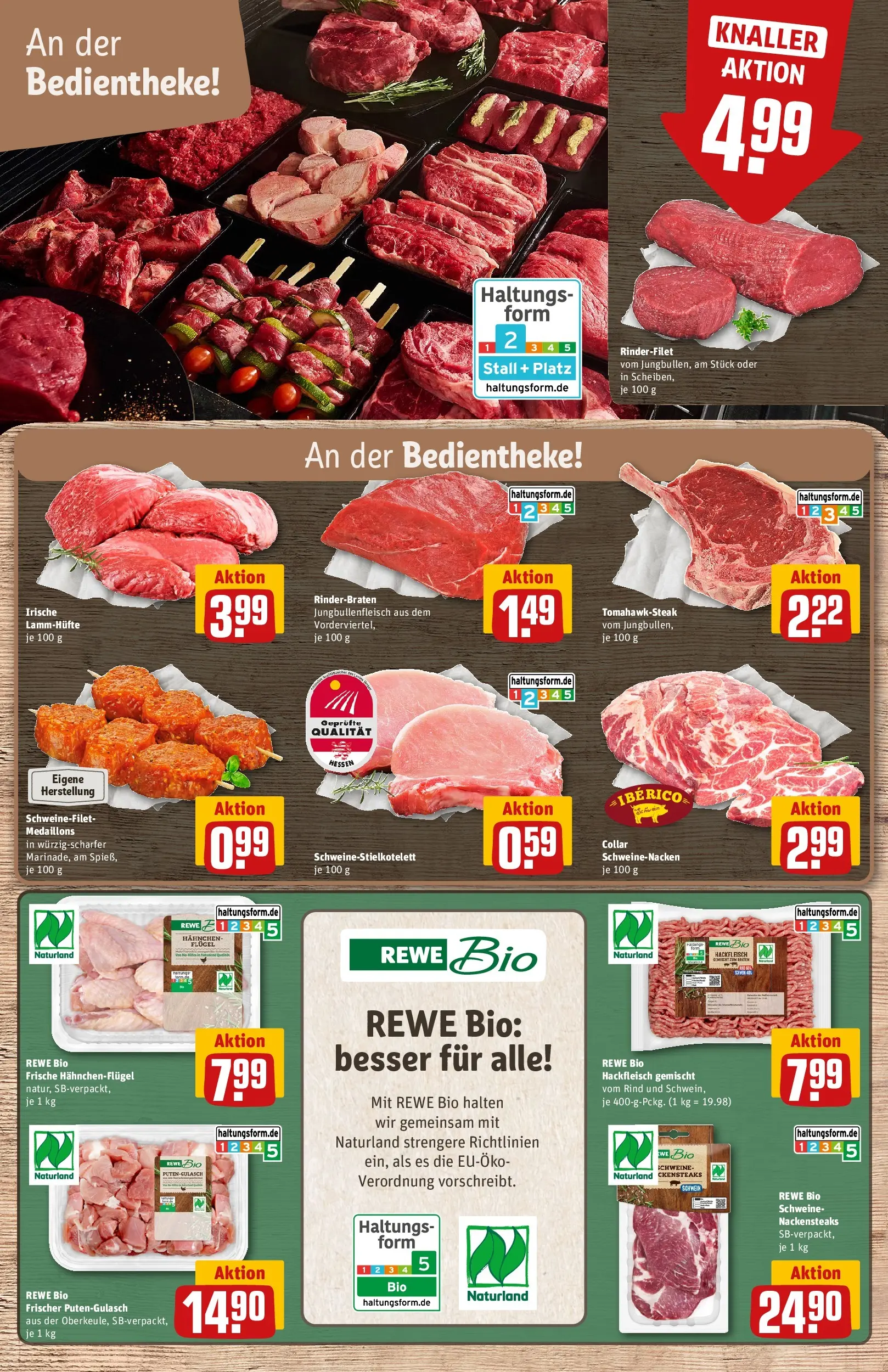 REWE Prospekt ab 12.04.2026 zum Blättern » Angebote | Seite: 9 | Produkte: Nackensteaks, Hahnchen, Schweinenacken, Schweinefilet