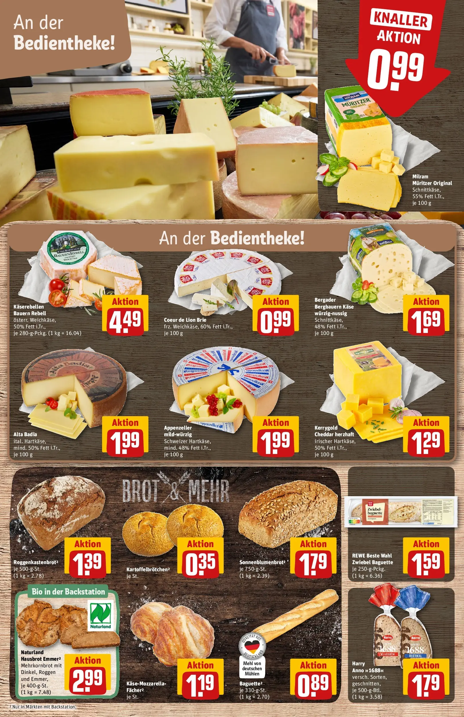 REWE Prospekt ab 12.04.2026 zum Blättern » Angebote | Seite: 11 | Produkte: Mehl, Käse, Milram, Brot