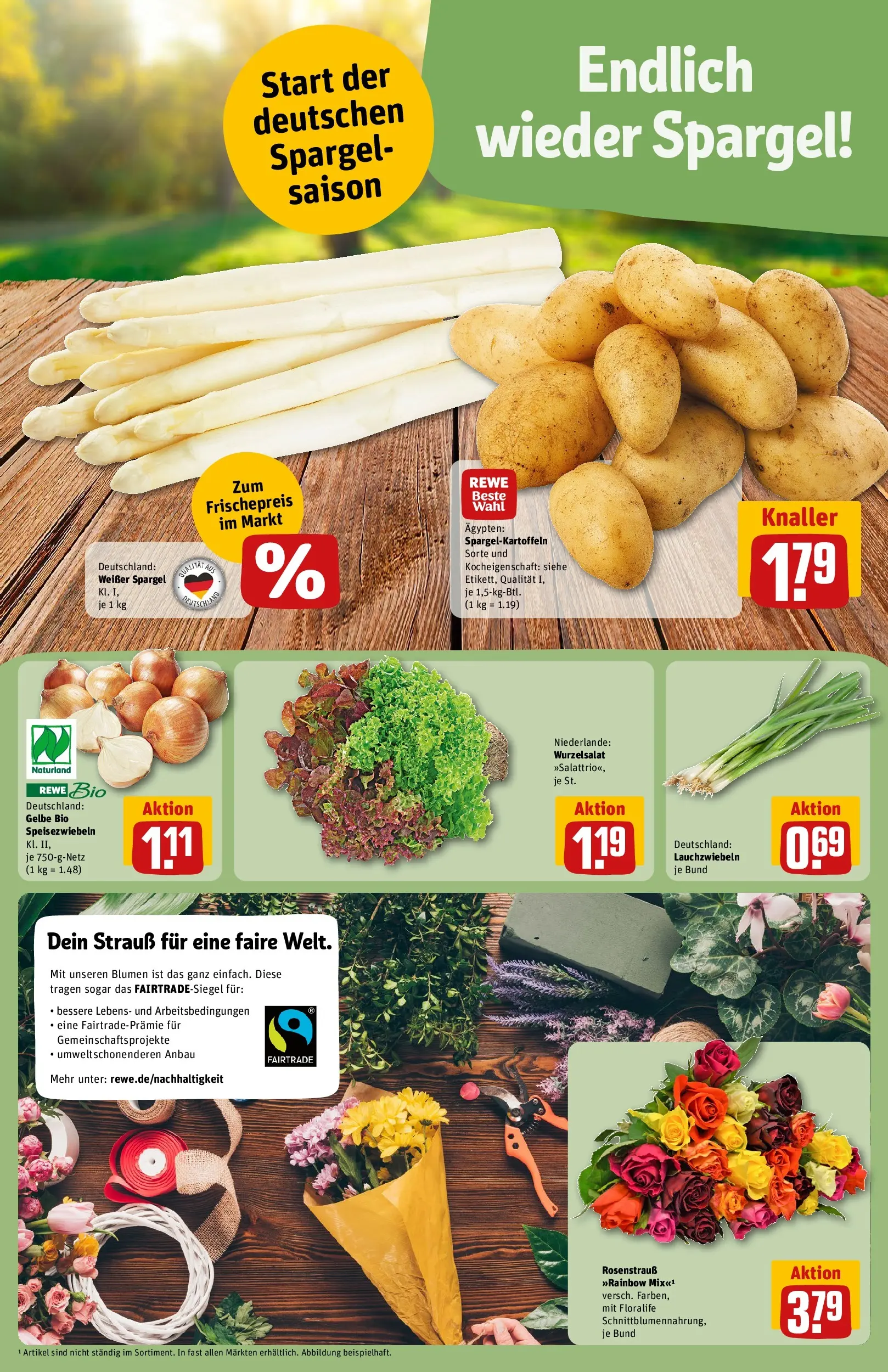 REWE Prospekt ab 12.04.2026 zum Blättern » Angebote | Seite: 7 | Produkte: Blumen, Spargel
