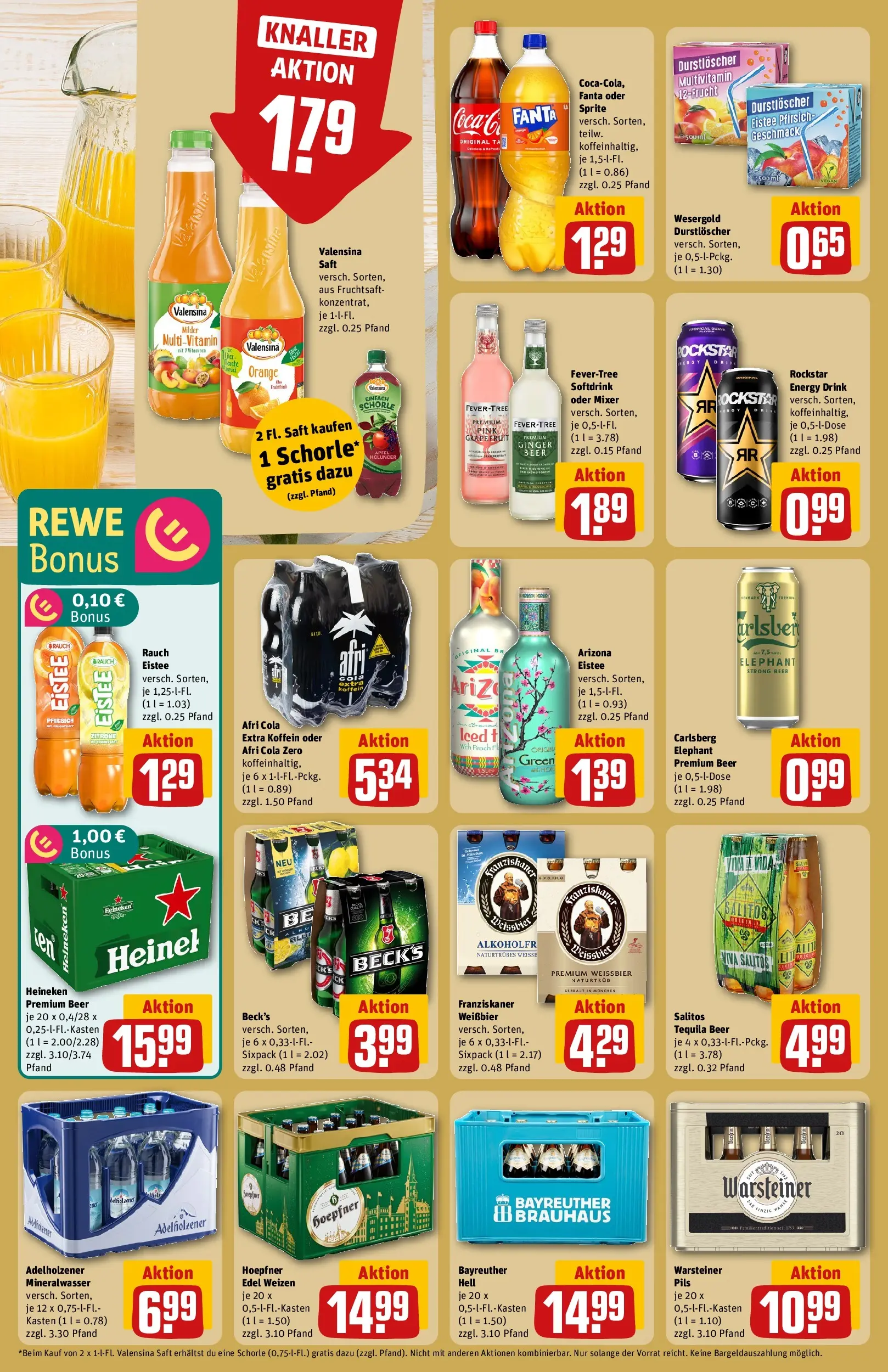 REWE Prospekt ab 12.04.2026 zum Blättern » Angebote | Seite: 18 | Produkte: Bayreuther hell, Cola, Grapefruit, Pfirsich