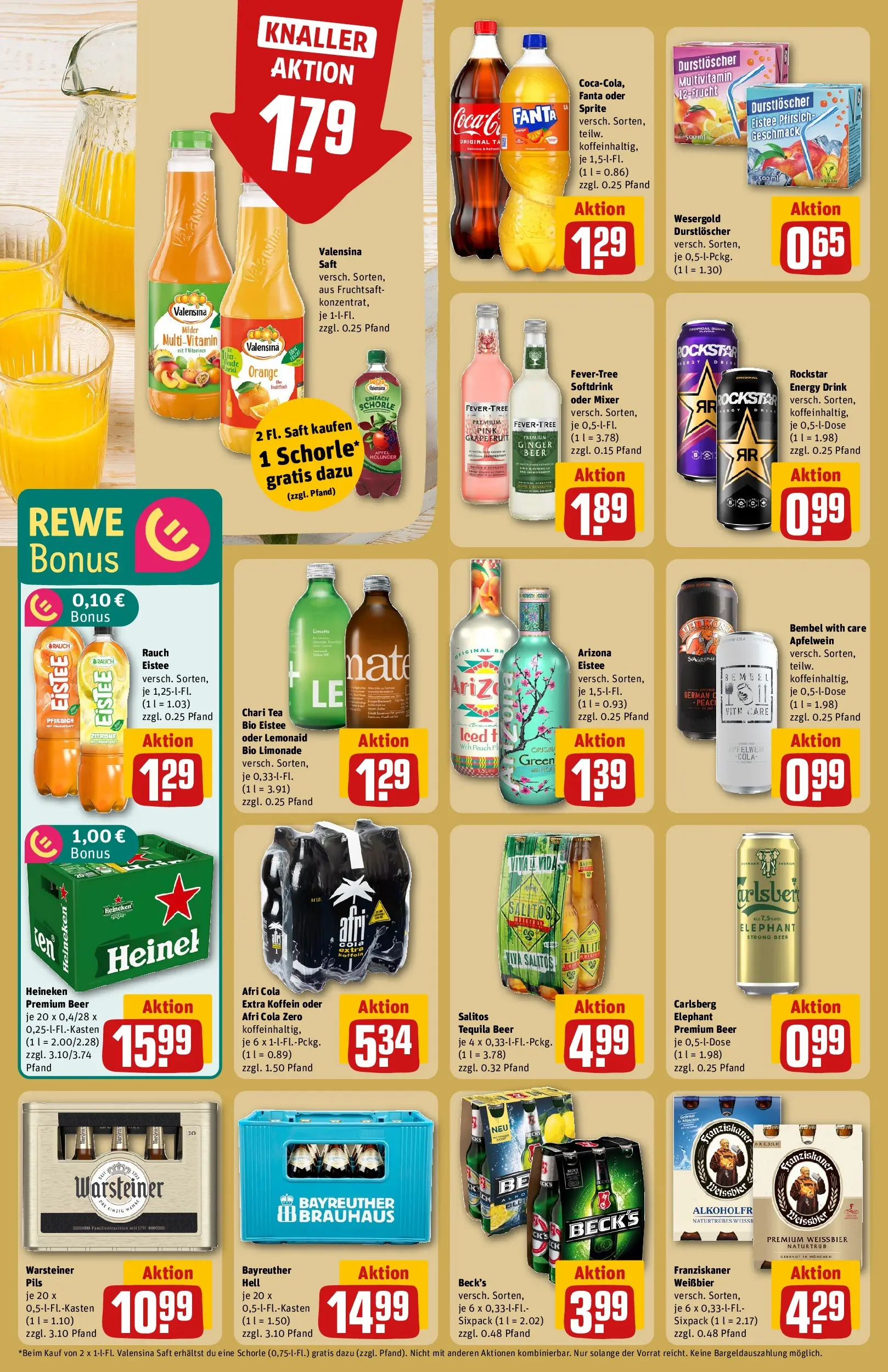REWE Prospekt ab 12.04.2026 zum Blättern » Angebote | Seite: 22 | Produkte: Weißbier, Valensina, Pfirsich, Saft