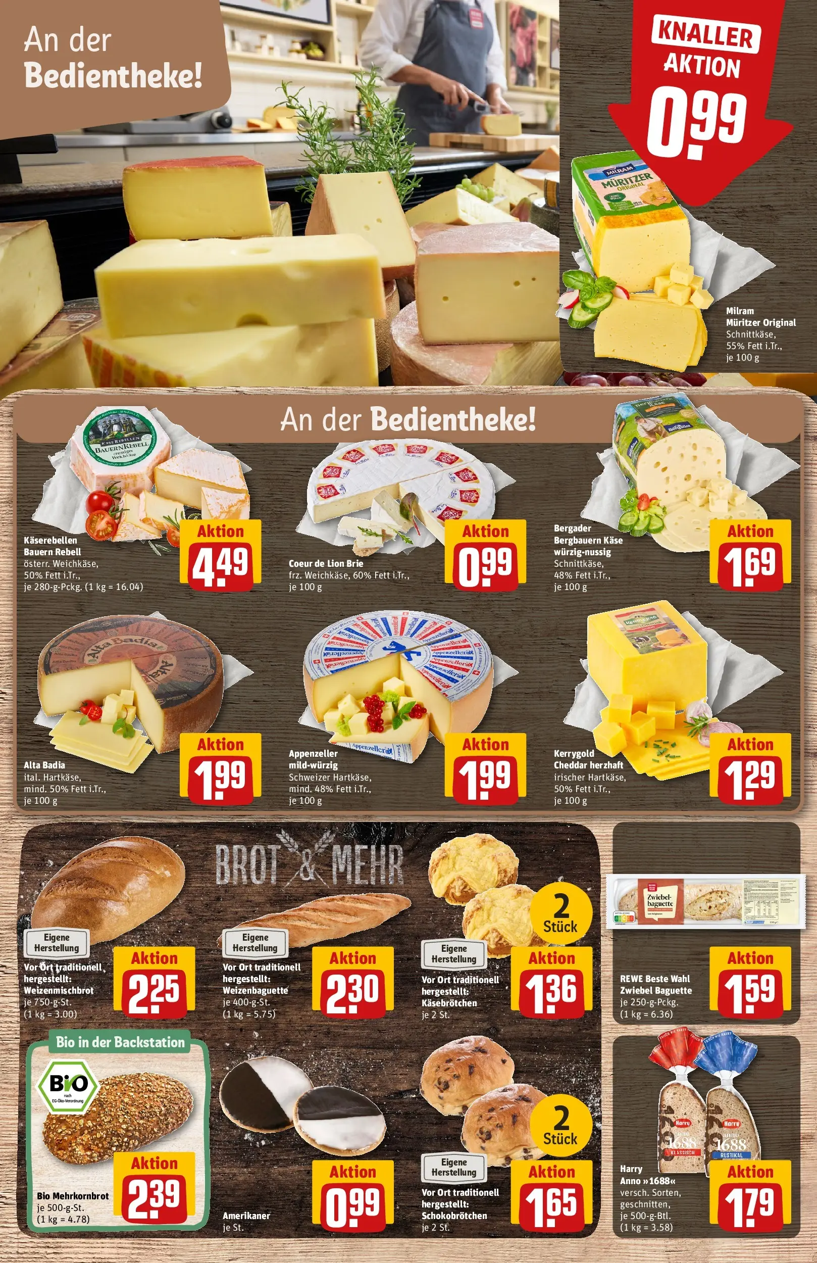 REWE Prospekt ab 12.04.2026 zum Blättern » Angebote | Seite: 11 | Produkte: Käse, Baguette, Milram, Brot