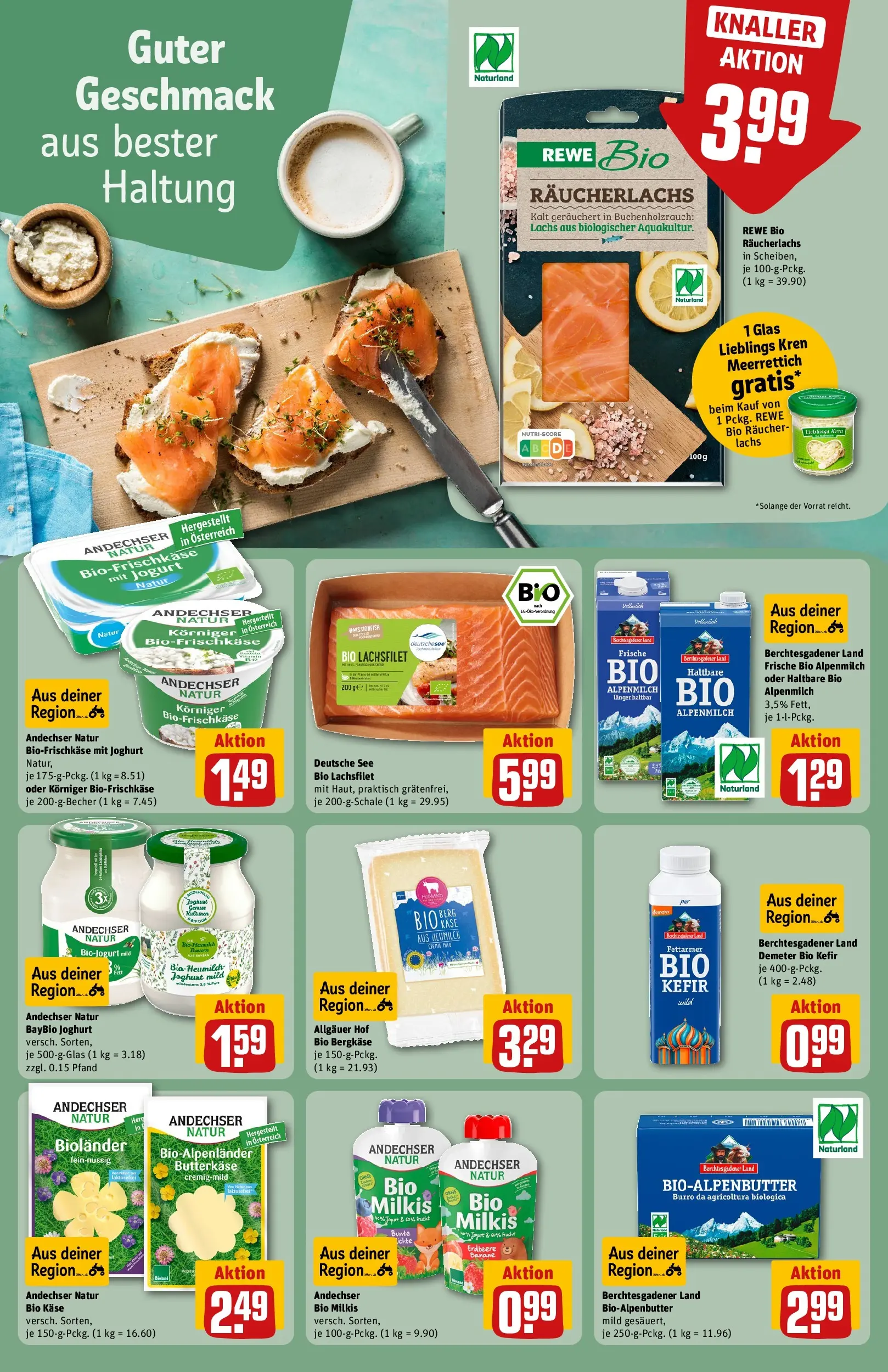 REWE Prospekt ab 12.04.2026 zum Blättern » Angebote | Seite: 19 | Produkte: Butter, Käse, Joghurt, Lachs