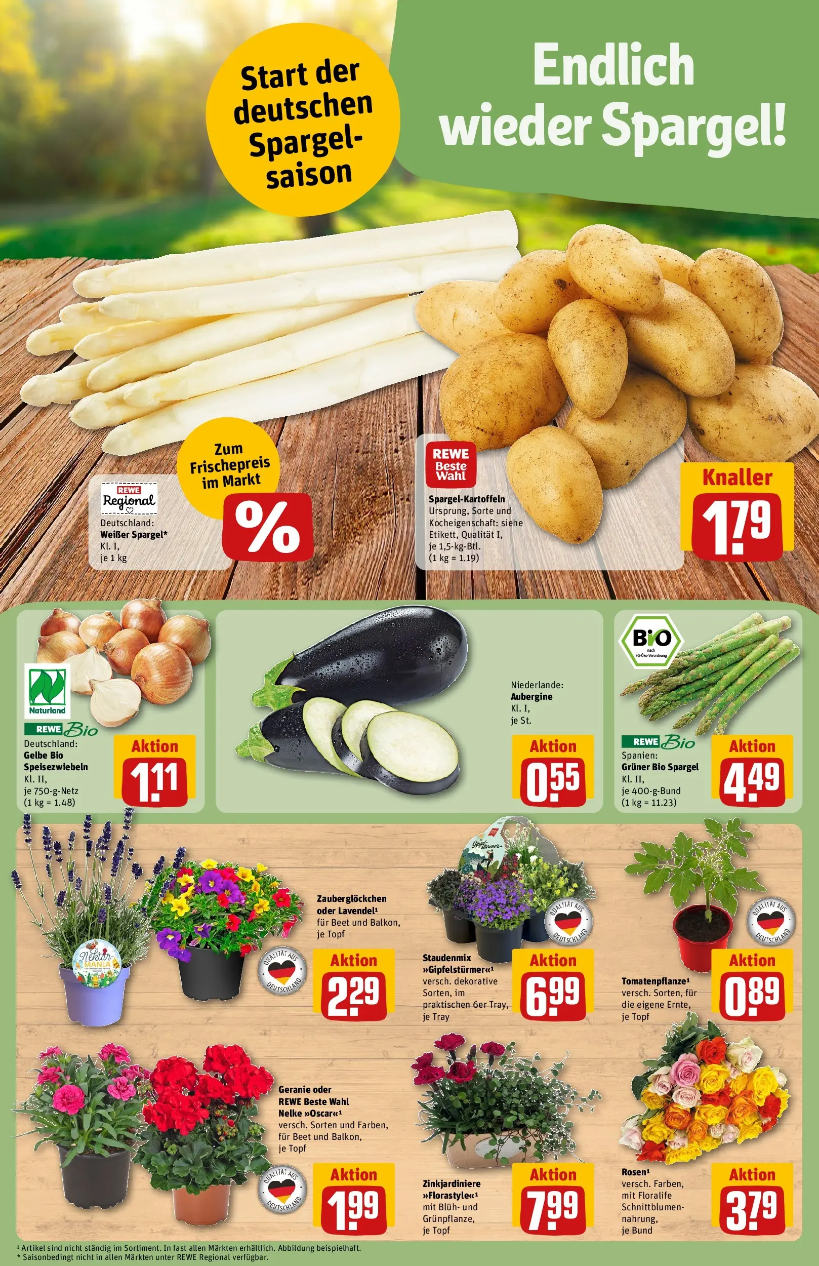 REWE Prospekt ab 12.04.2026 zum Blättern » Angebote | Seite: 7 | Produkte: Spargel, Aubergine