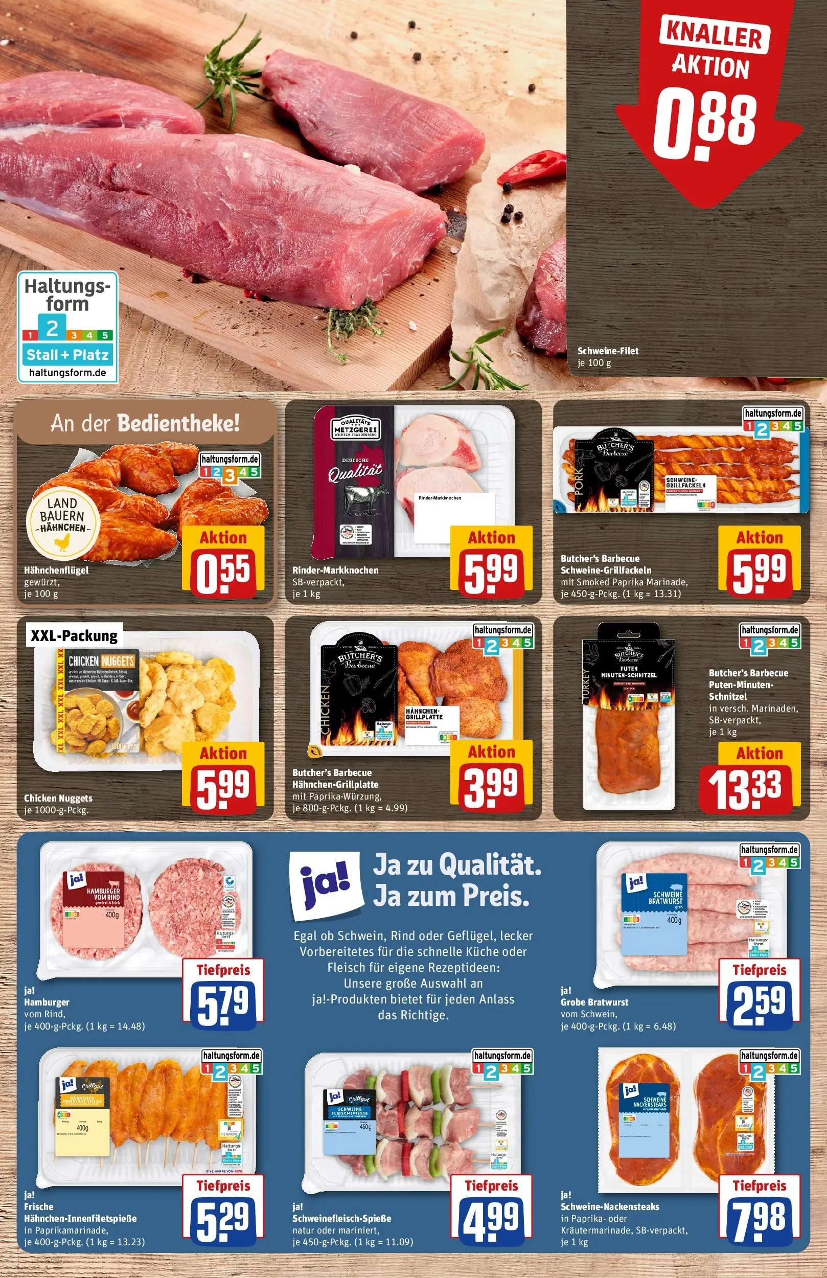 REWE Prospekt ab 12.04.2026 zum Blättern » Angebote | Seite: 8 | Produkte: Hahnchen, Bratwurst, Küche, Burger