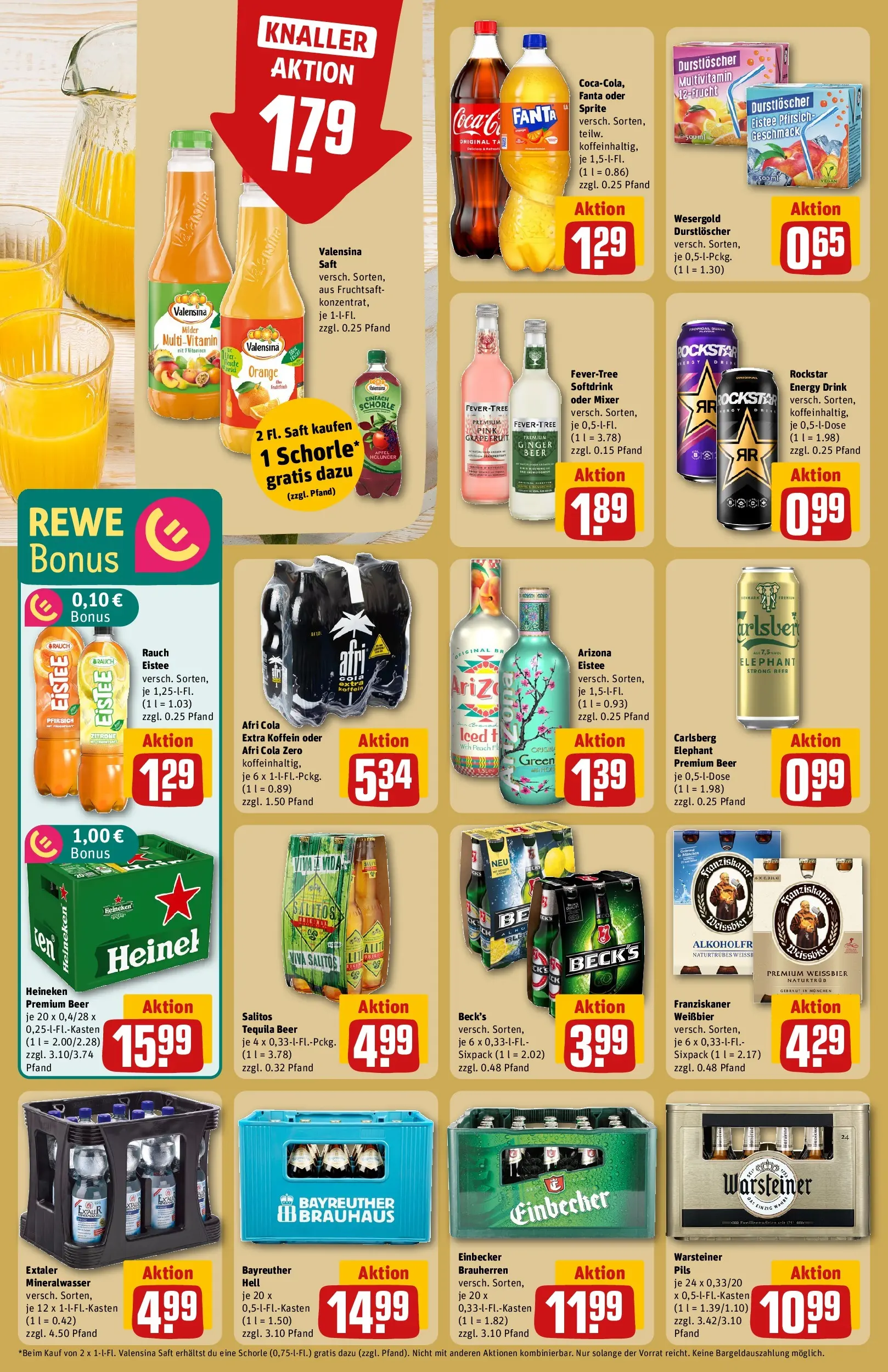 REWE Prospekt ab 12.04.2026 zum Blättern » Angebote | Seite: 20 | Produkte: Durstloscher, Cola, Weißbier, Warsteiner