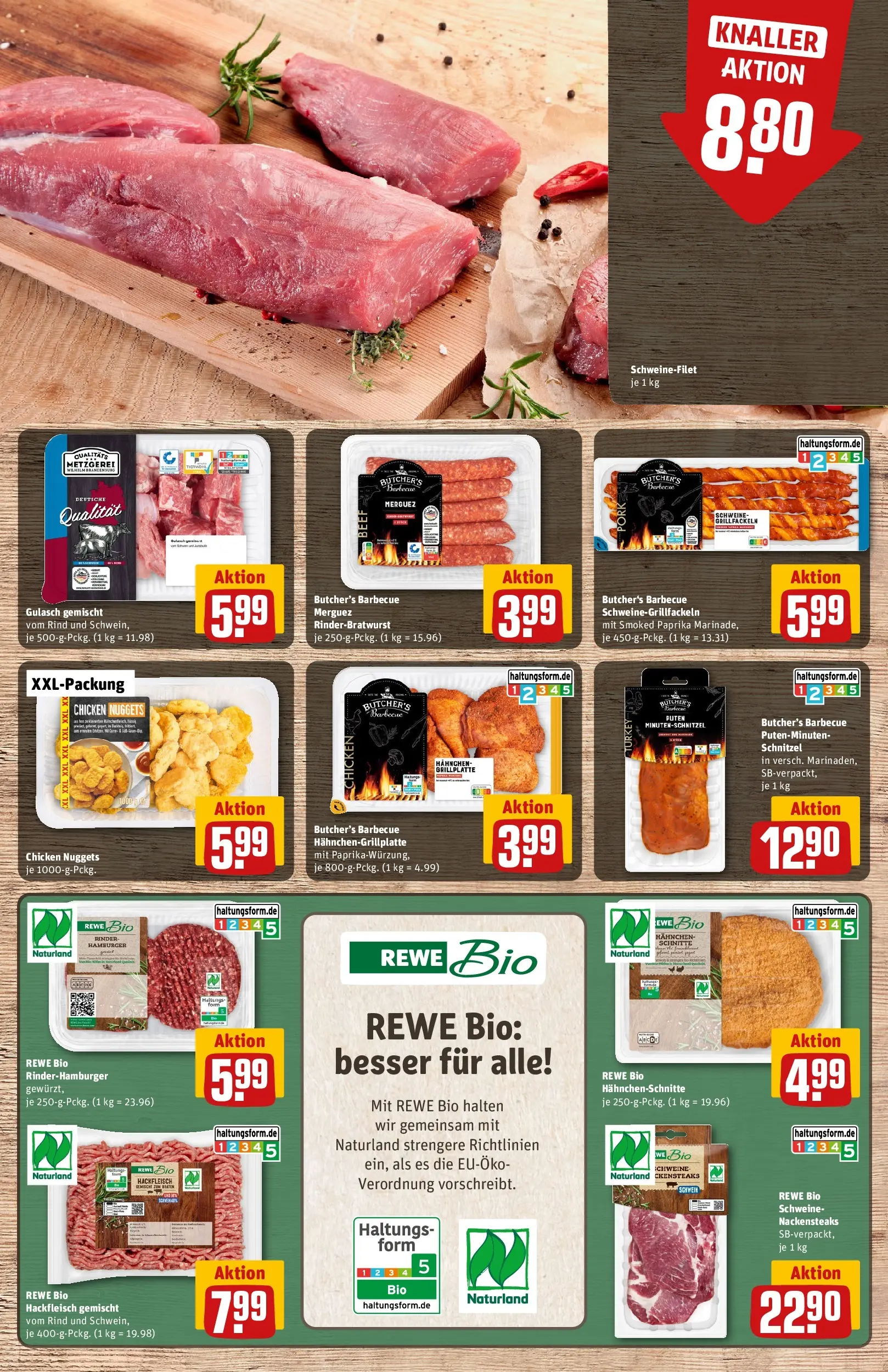 REWE Prospekt ab 12.04.2026 zum Blättern » Angebote | Seite: 8 | Produkte: Hahnchen, Schnitzel, Schweinefilet, Paprika