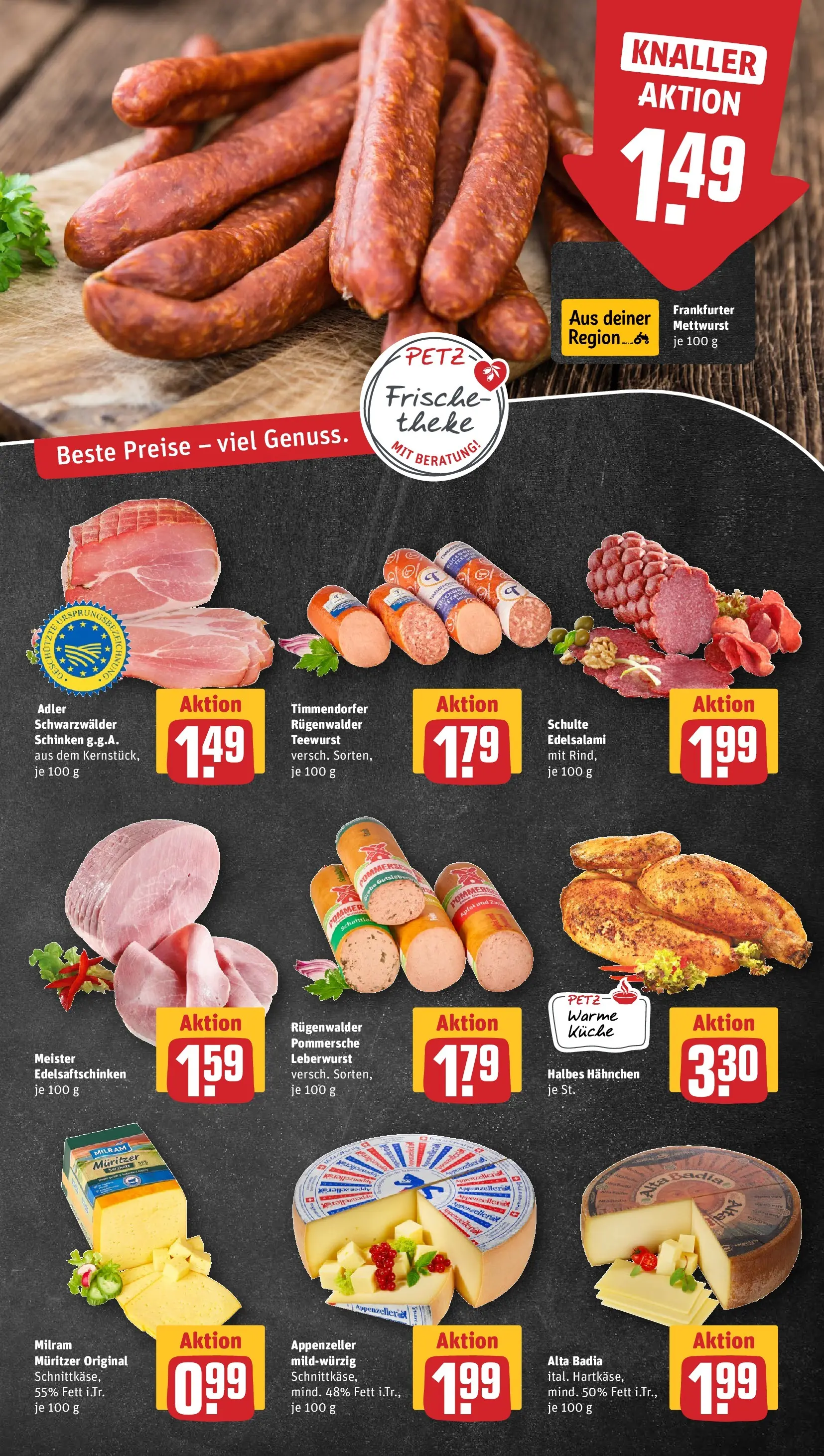 REWE Prospekt ab 12.04.2026 zum Blättern » Angebote | Seite: 9 | Produkte: Hahnchen, Küche, Salami, Schinken