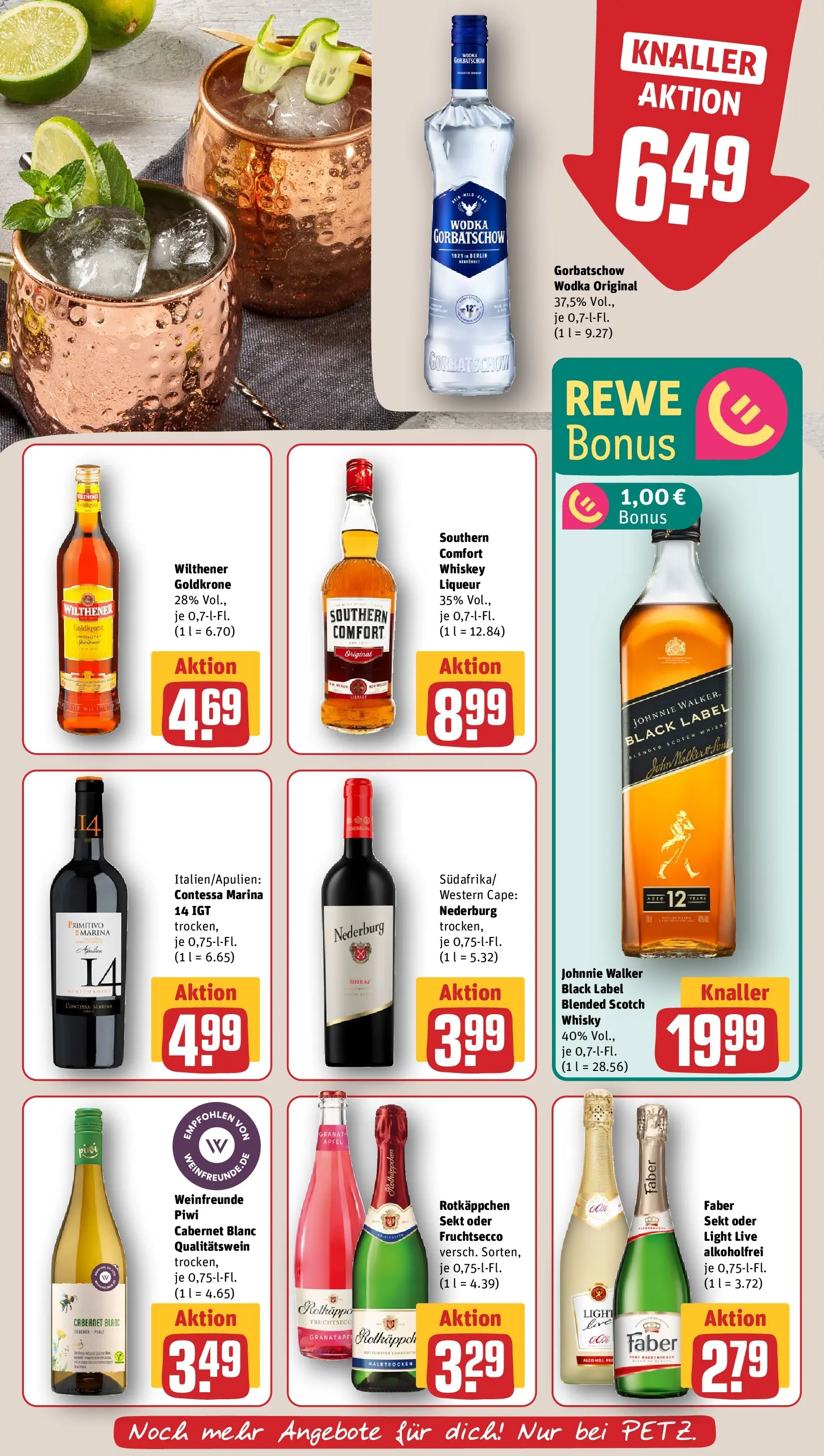 REWE Prospekt ab 12.04.2026 zum Blättern » Angebote | Seite: 23 | Produkte: Whisky, Sekt, Fruchtsecco, Vodka