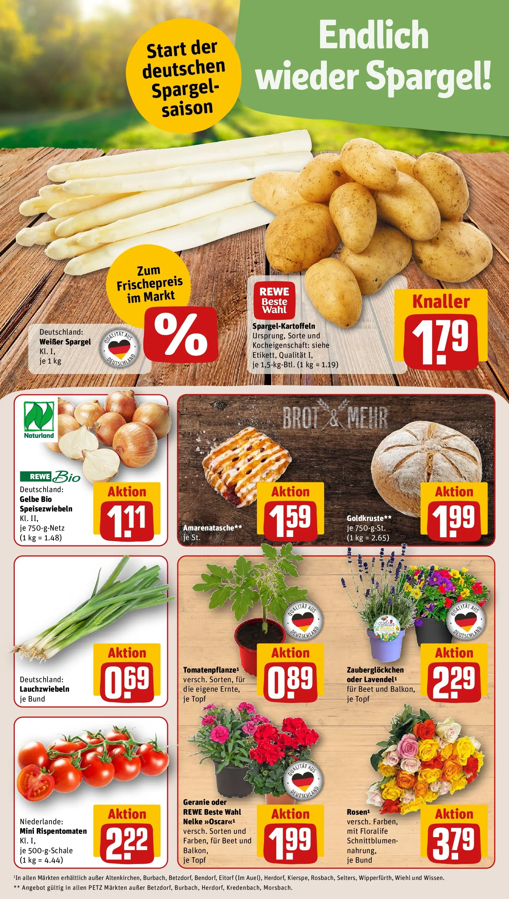 REWE Prospekt ab 12.04.2026 zum Blättern » Angebote | Seite: 7 | Produkte: Spargel, Brot