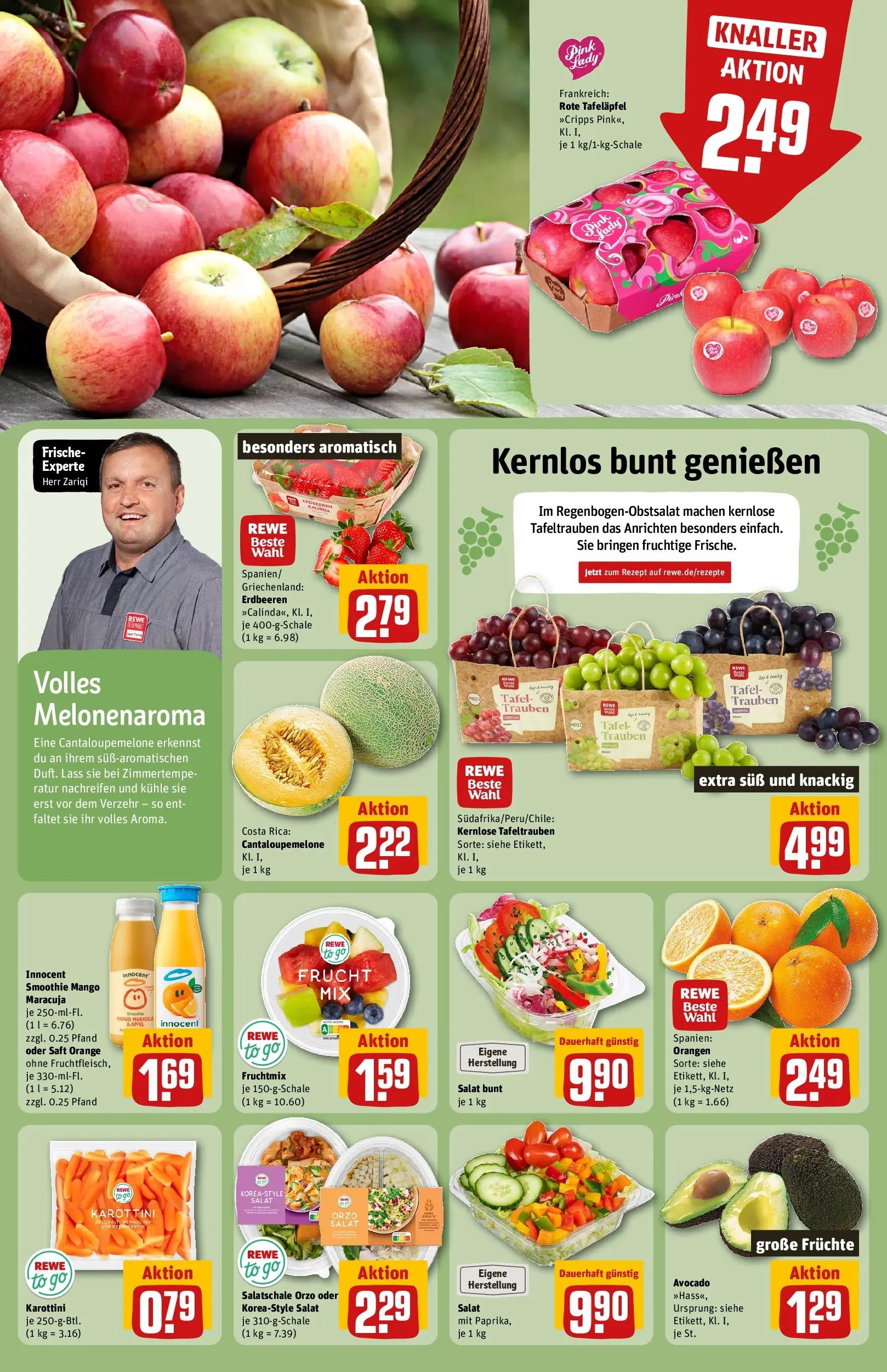 REWE Prospekt ab 12.04.2026 zum Blättern » Angebote | Seite: 6 | Produkte: Orangen, Saft, Erdbeeren, Salat