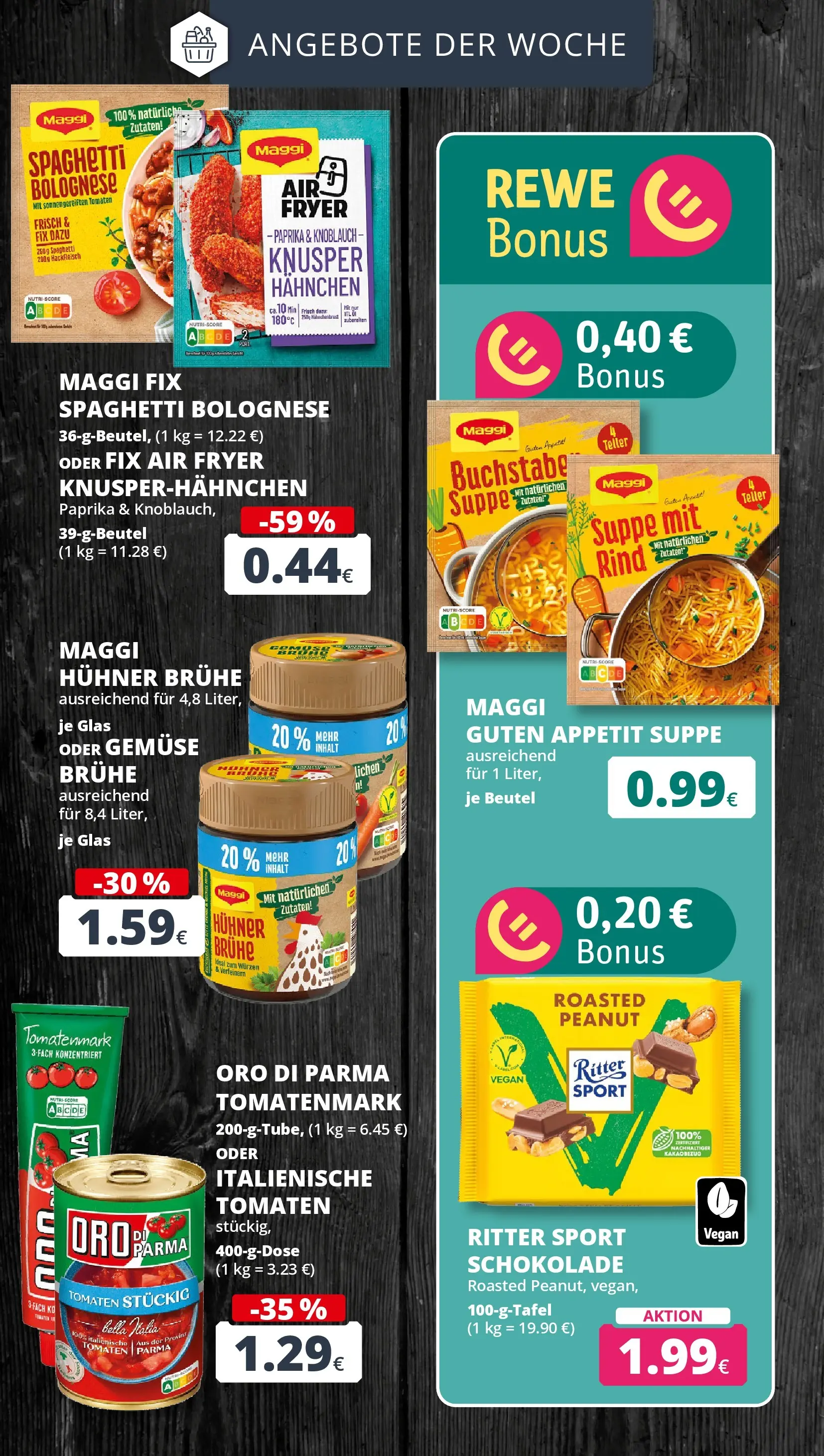 REWE Prospekt ab 12.04.2026 zum Blättern » Angebote | Seite: 5 | Produkte: Schokolade, Tomaten, Oro di parma, Maggi fix