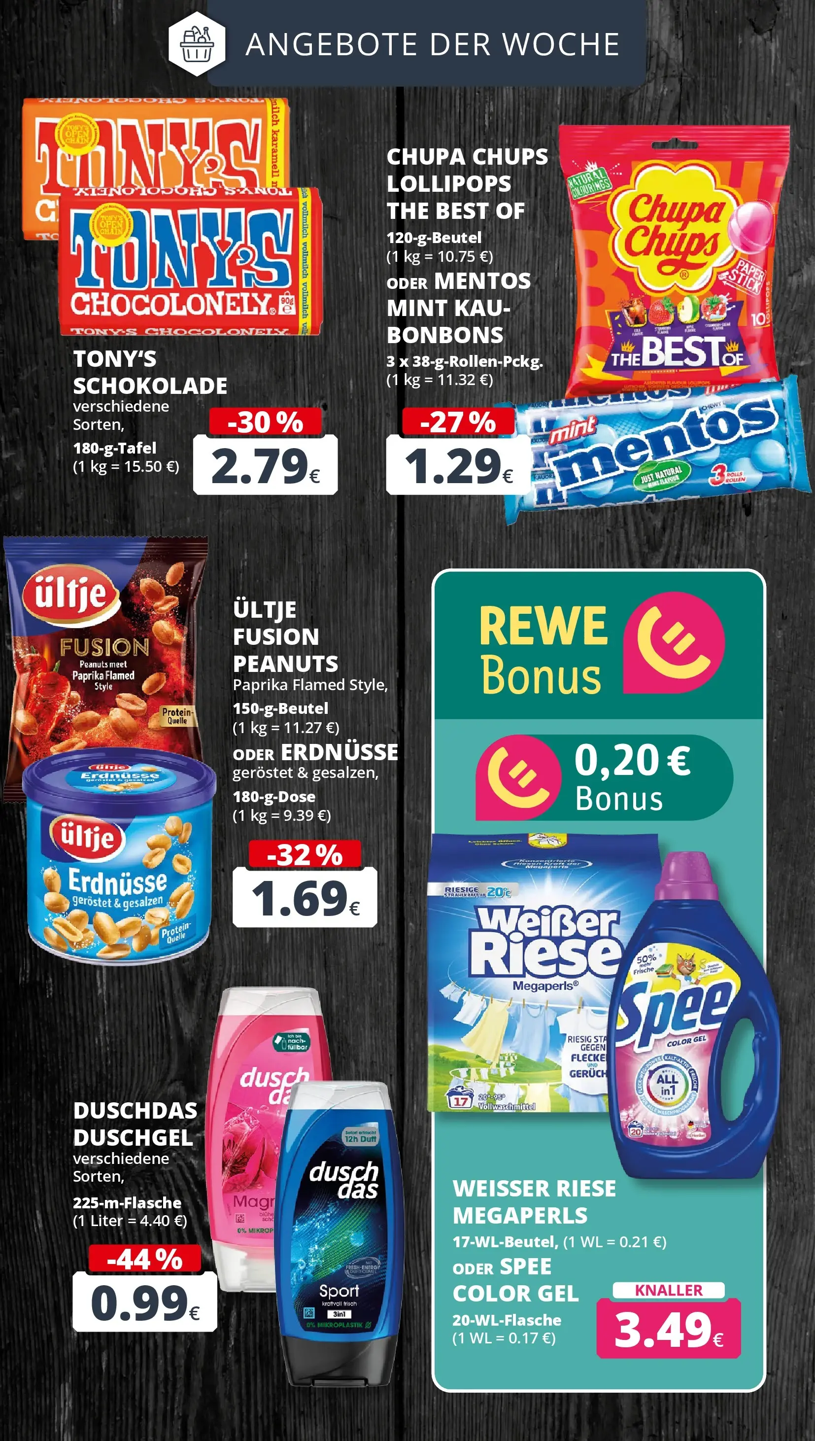 REWE Prospekt ab 12.04.2026 zum Blättern » Angebote | Seite: 7 | Produkte: Ultje erdnusse, Schokolade, Duschgel, Spee