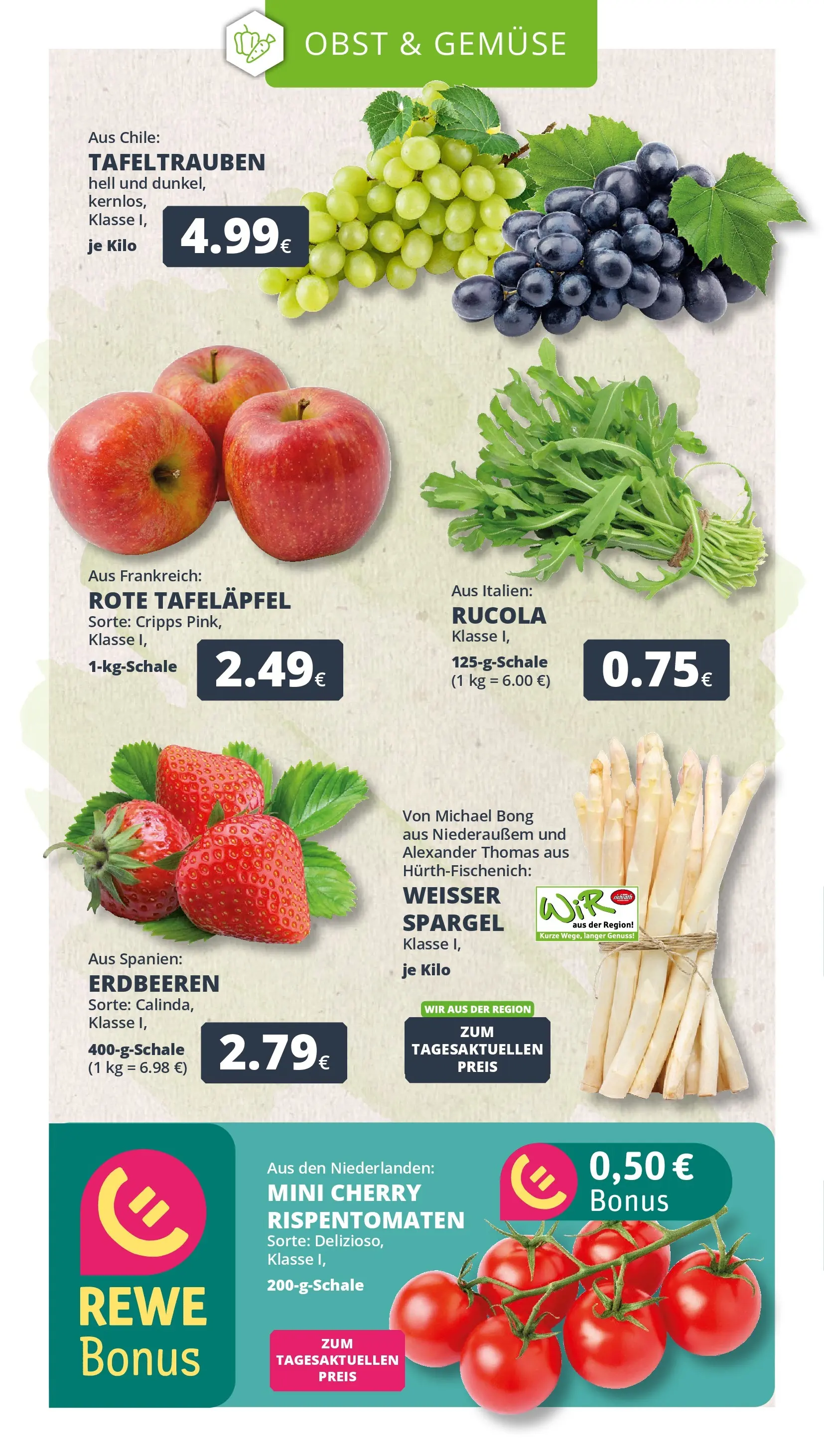 REWE Prospekt ab 12.04.2026 zum Blättern » Angebote | Seite: 9 | Produkte: Spargel, Gemüse, Obst, Erdbeeren