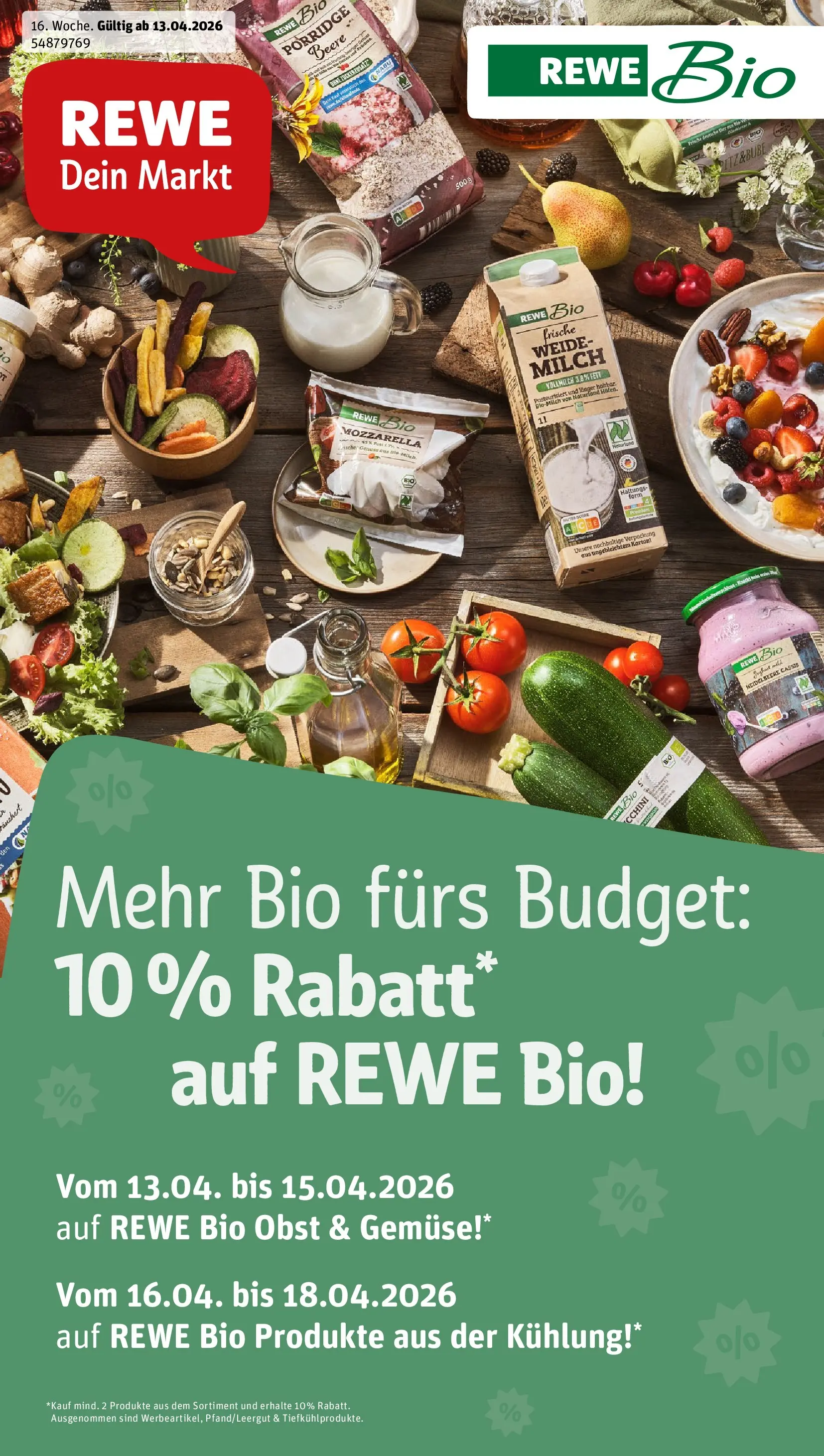 REWE Prospekt ab 12.04.2026 zum Blättern » Angebote | Seite: 1 | Produkte: Milch, Joghurt, Obst, Zucchini