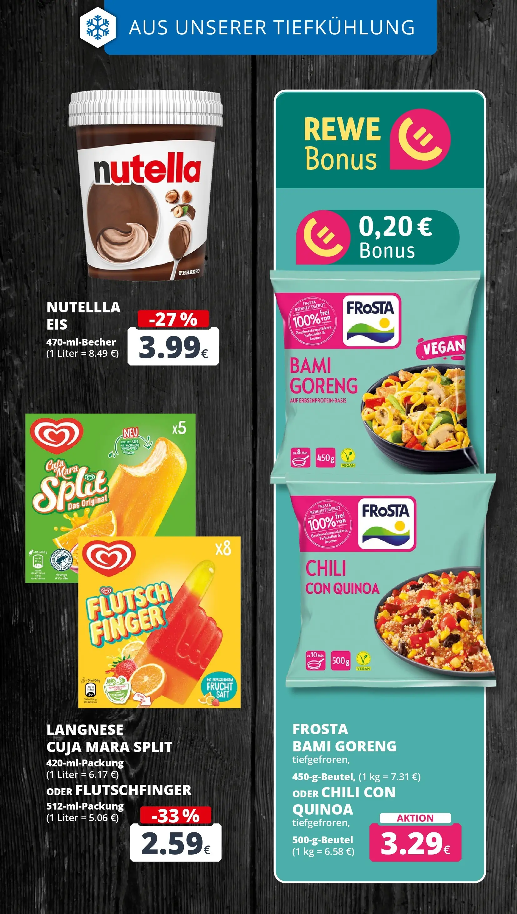 REWE Prospekt ab 12.04.2026 zum Blättern » Angebote | Seite: 17 | Produkte: Frosta, Nutella, Saft, Eis