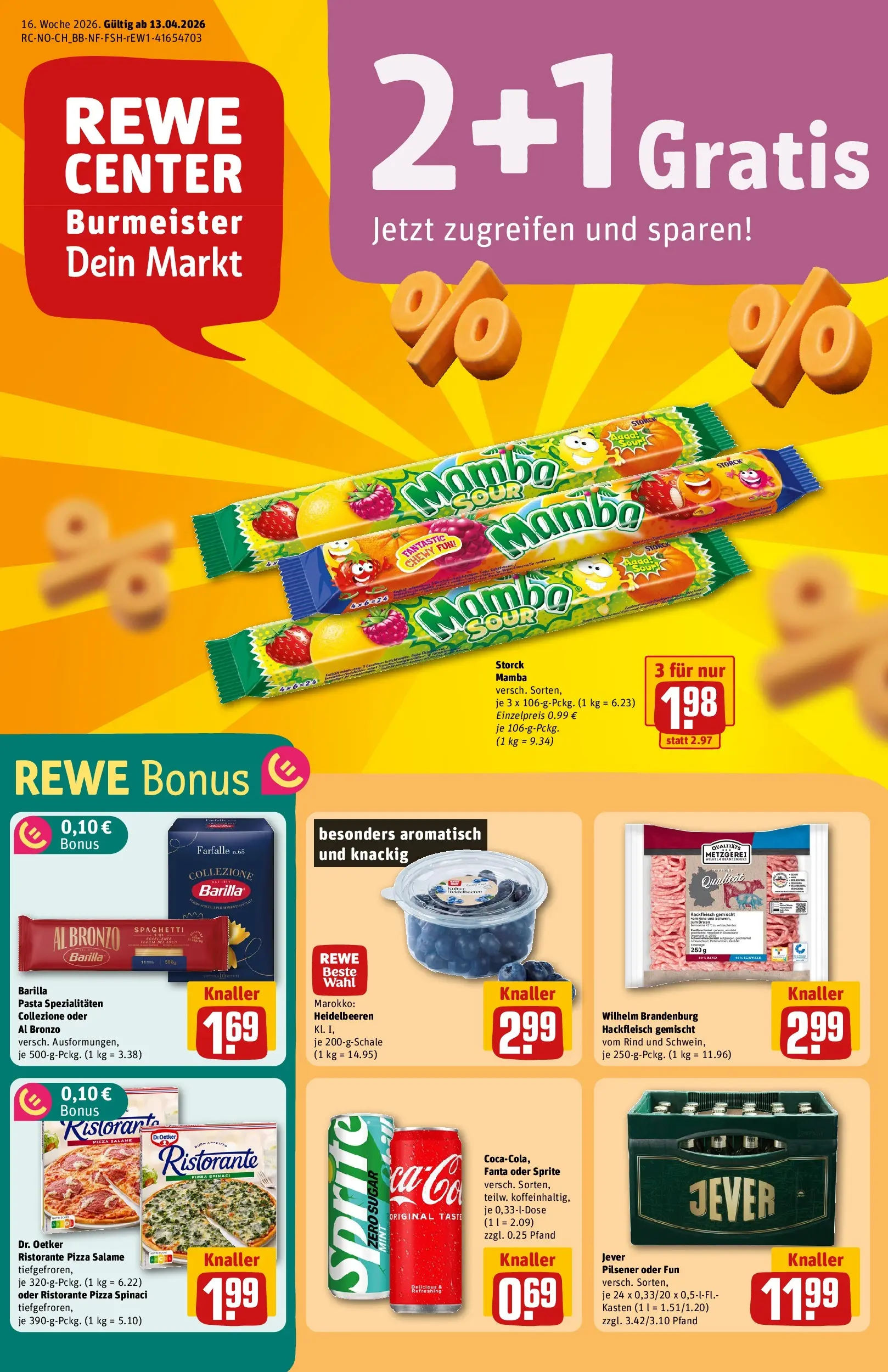 REWE Prospekt ab 12.04.2026 zum Blättern » Angebote | Seite: 1 | Produkte: Ristorante, Fanta, Heidelbeeren, Jever