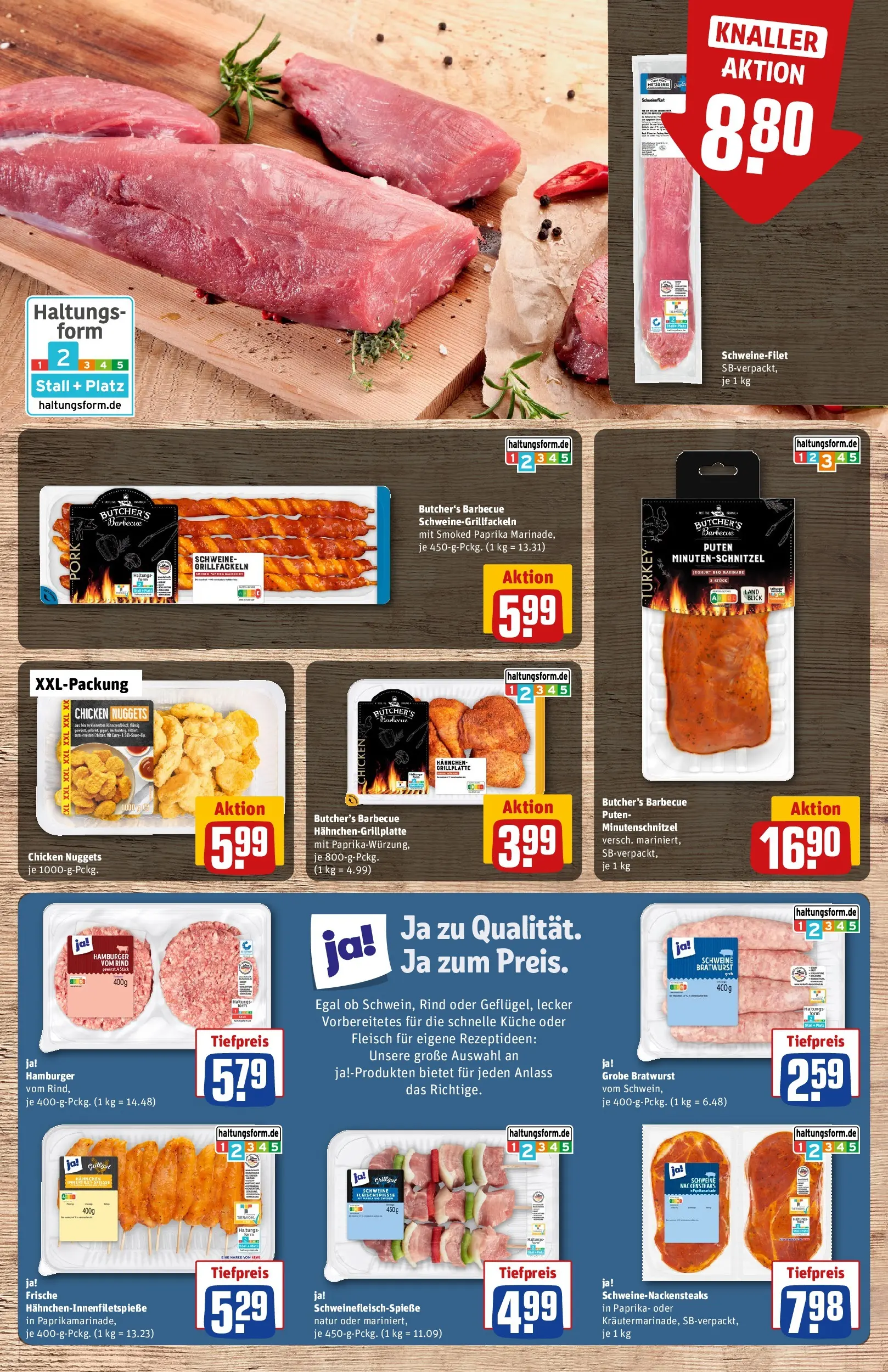 REWE Prospekt ab 12.04.2026 zum Blättern » Angebote | Seite: 9 | Produkte: Hahnchen, Bratwurst, Burger, Schweinefilet