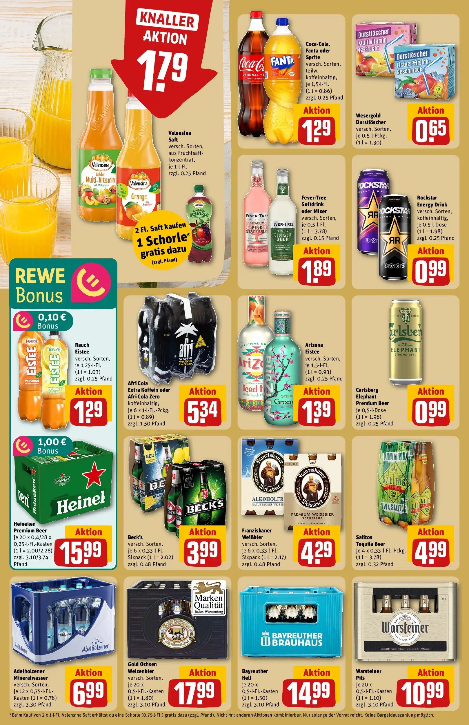 REWE Prospekt ab 12.04.2026 zum Blättern » Angebote | Seite: 18 | Produkte: Franziskaner, Adelholzener, Saft, Fruchtsaft