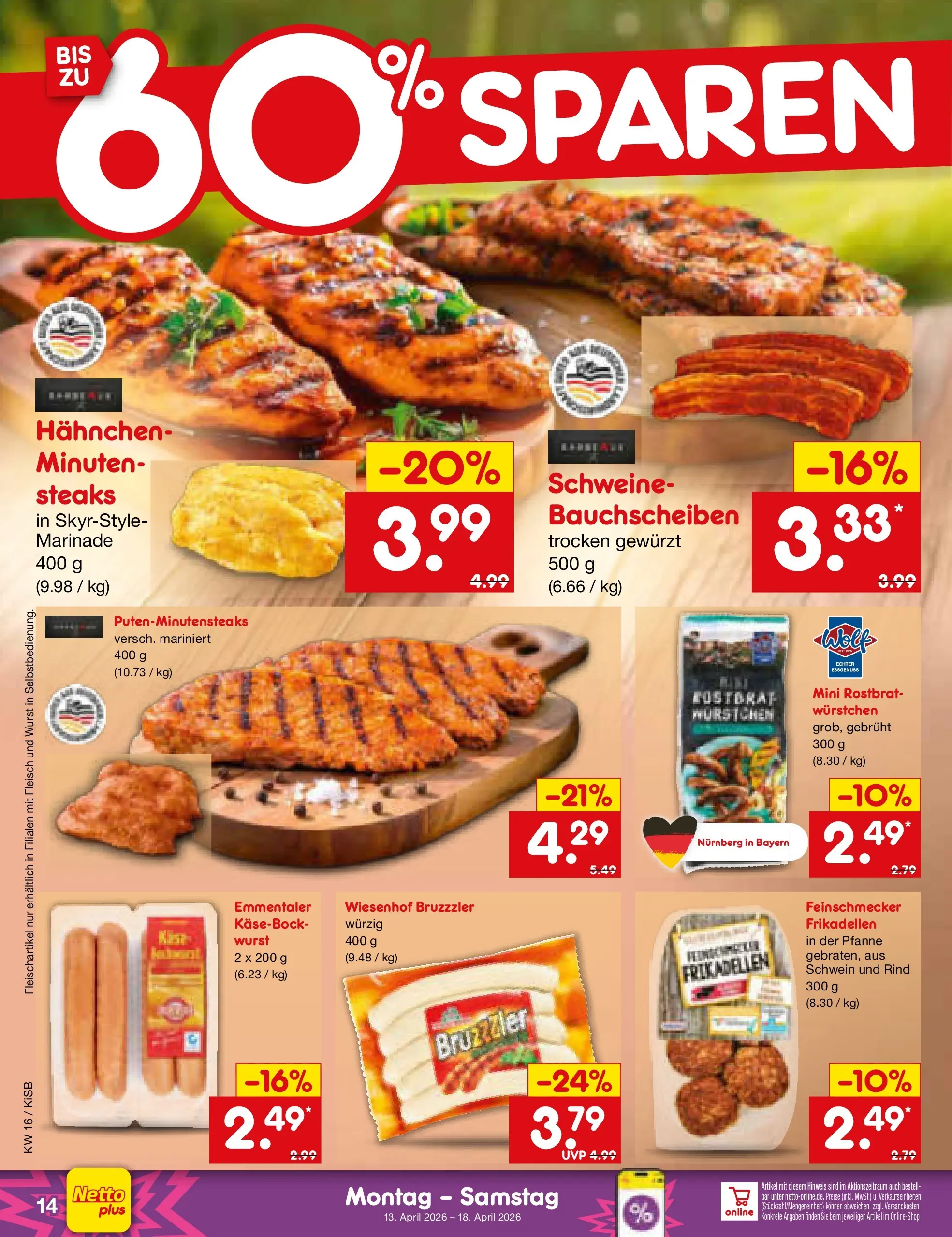 Netto Marken-Discount Prospekt Oberhaid (ab 13.04.2026) » Angebote | Seite: 16 | Produkte: Hahnchen, Wurst, Fleisch Netto Marken-Discount Prospekt Oberhaid (ab 13.04.2026) » Angebote | Seite: 16 | Produkte: Hahnchen, Wurst, Fleisch