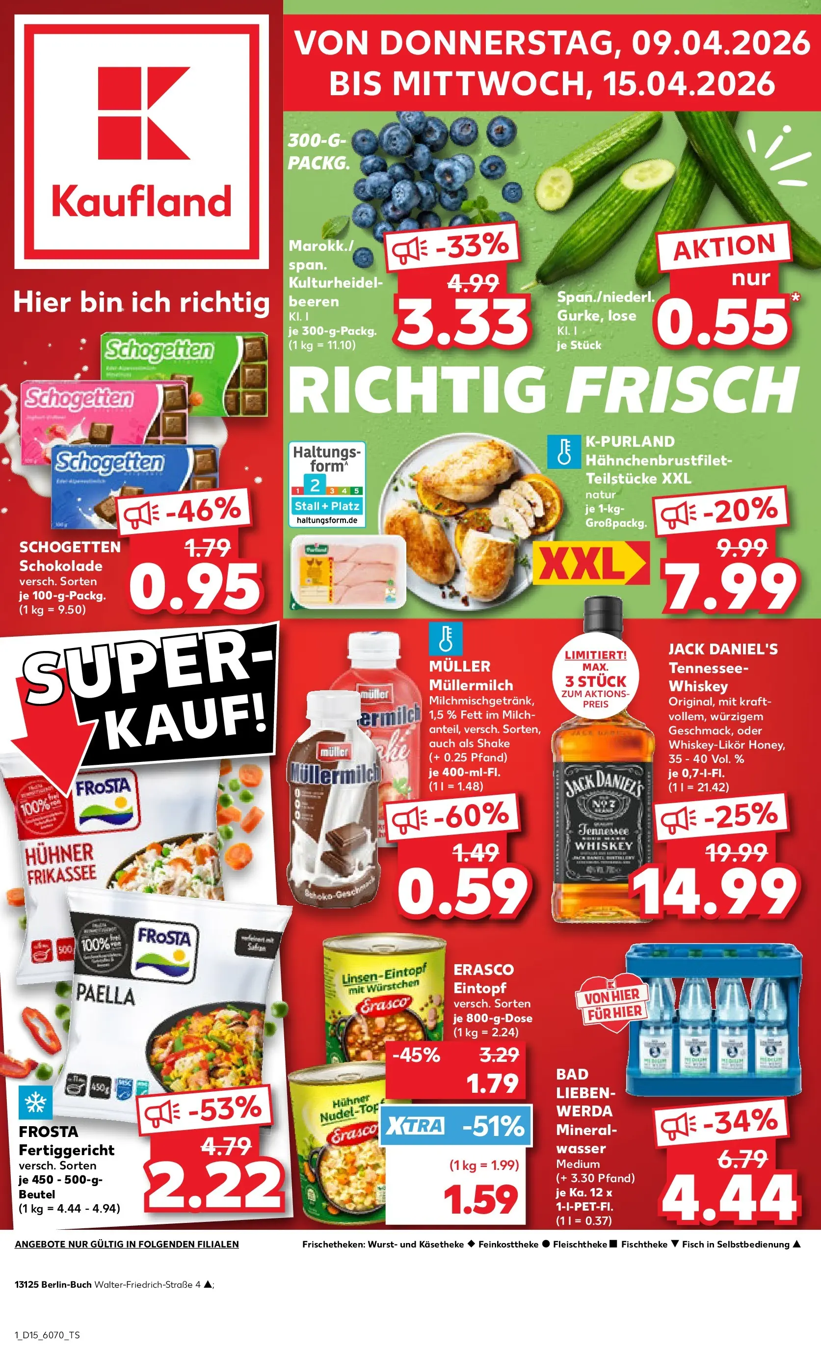 Prospekt Kaufland ab 08.04.2026 » Angebote Online zum Blättern | Seite: 1 | Produkte: Milch, Schokolade, Mineralwasser, Erasco