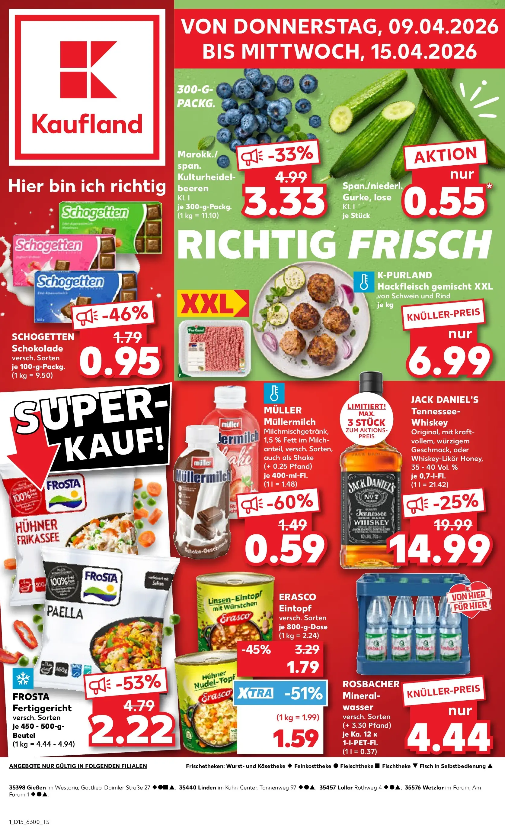 Prospekt Kaufland ab 08.04.2026 » Angebote Online zum Blättern | Seite: 1 | Produkte: Frosta, Fisch, Wurst, Erasco