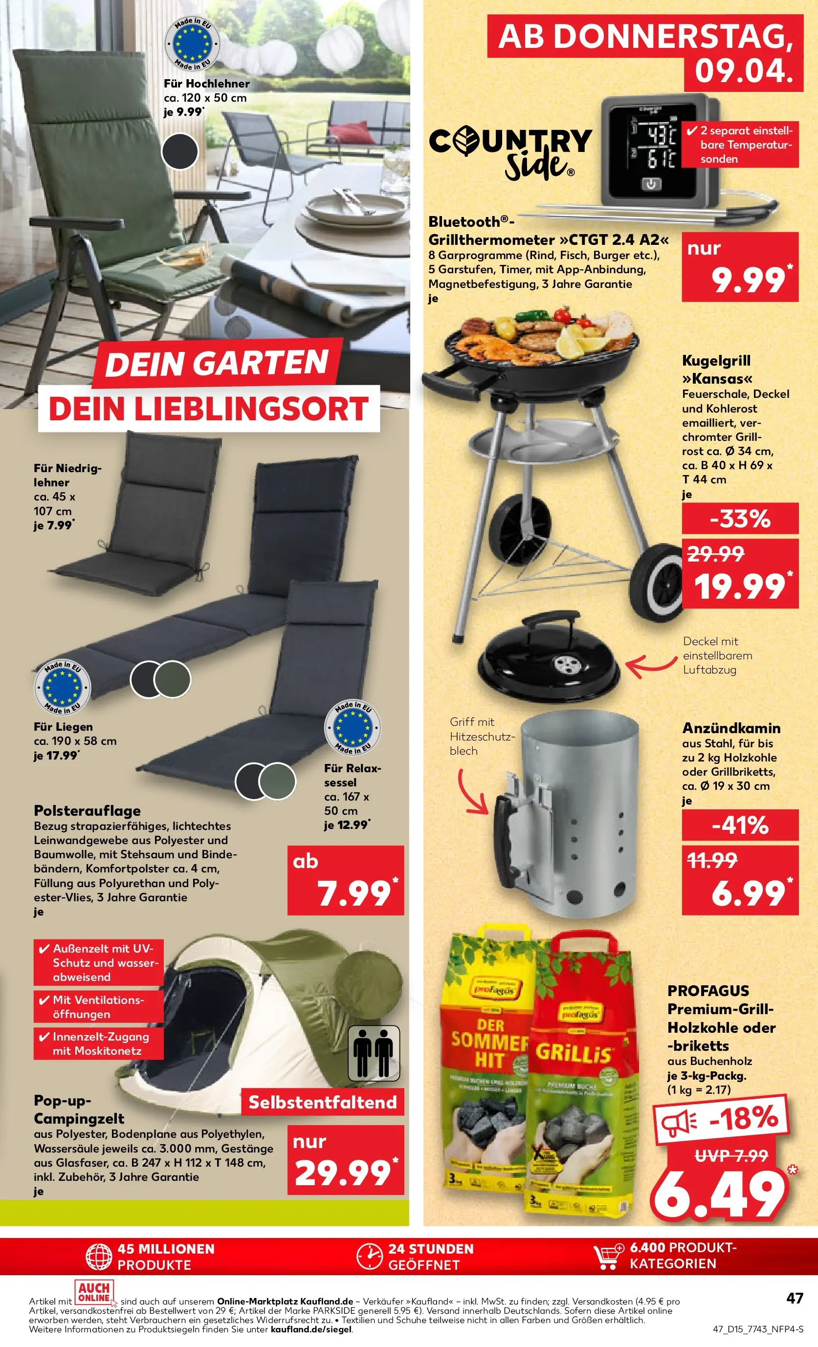Prospekt Kaufland ab 08.04.2026 » Angebote Online zum Blättern | Seite: 47 | Produkte: Grill, Relaxsessel, Sessel, Wasser
