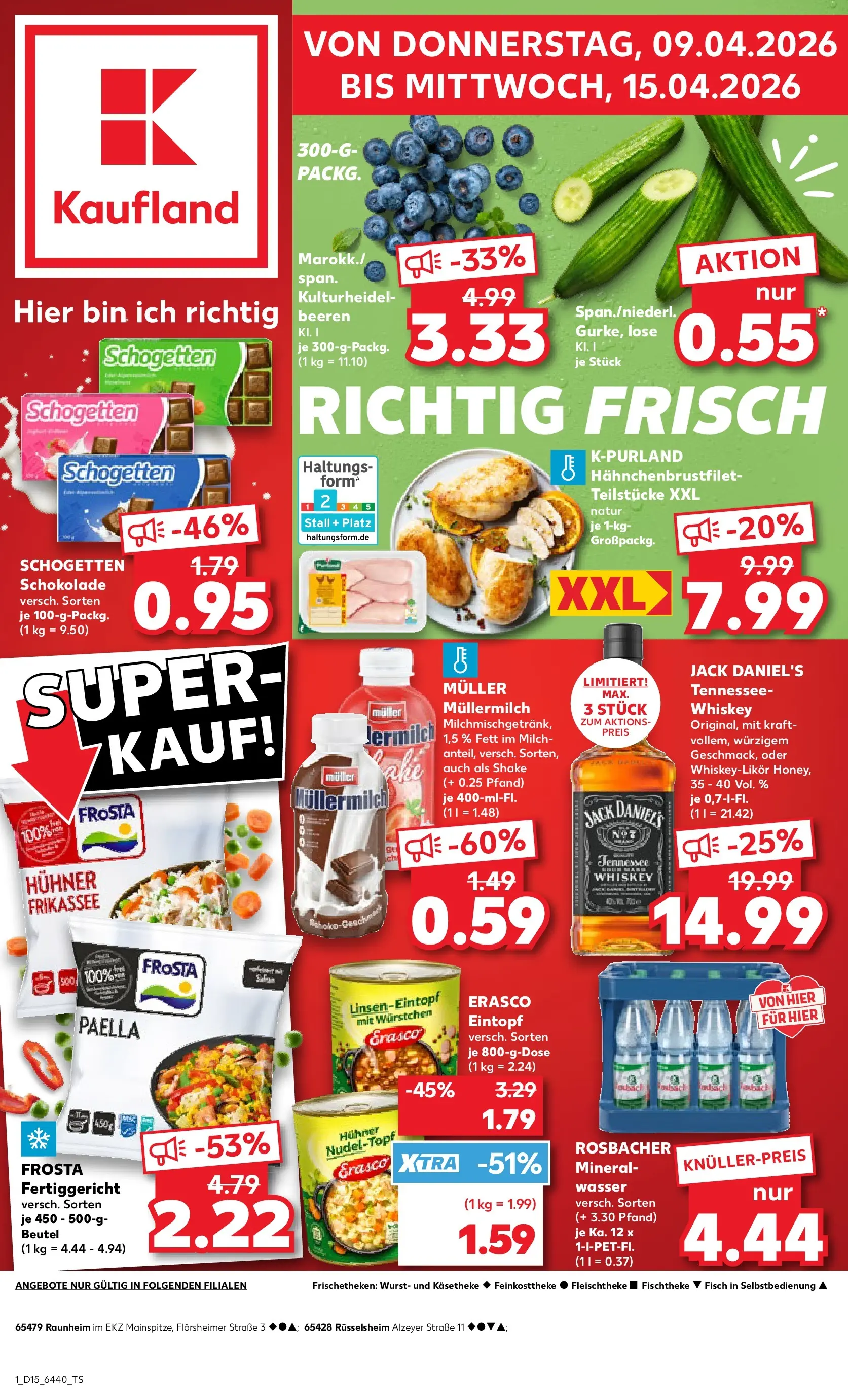 Prospekt Kaufland ab 08.04.2026 » Angebote Online zum Blättern | Seite: 1 | Produkte: Mineralwasser, Wurst, Muller mullermilch, Whiskey