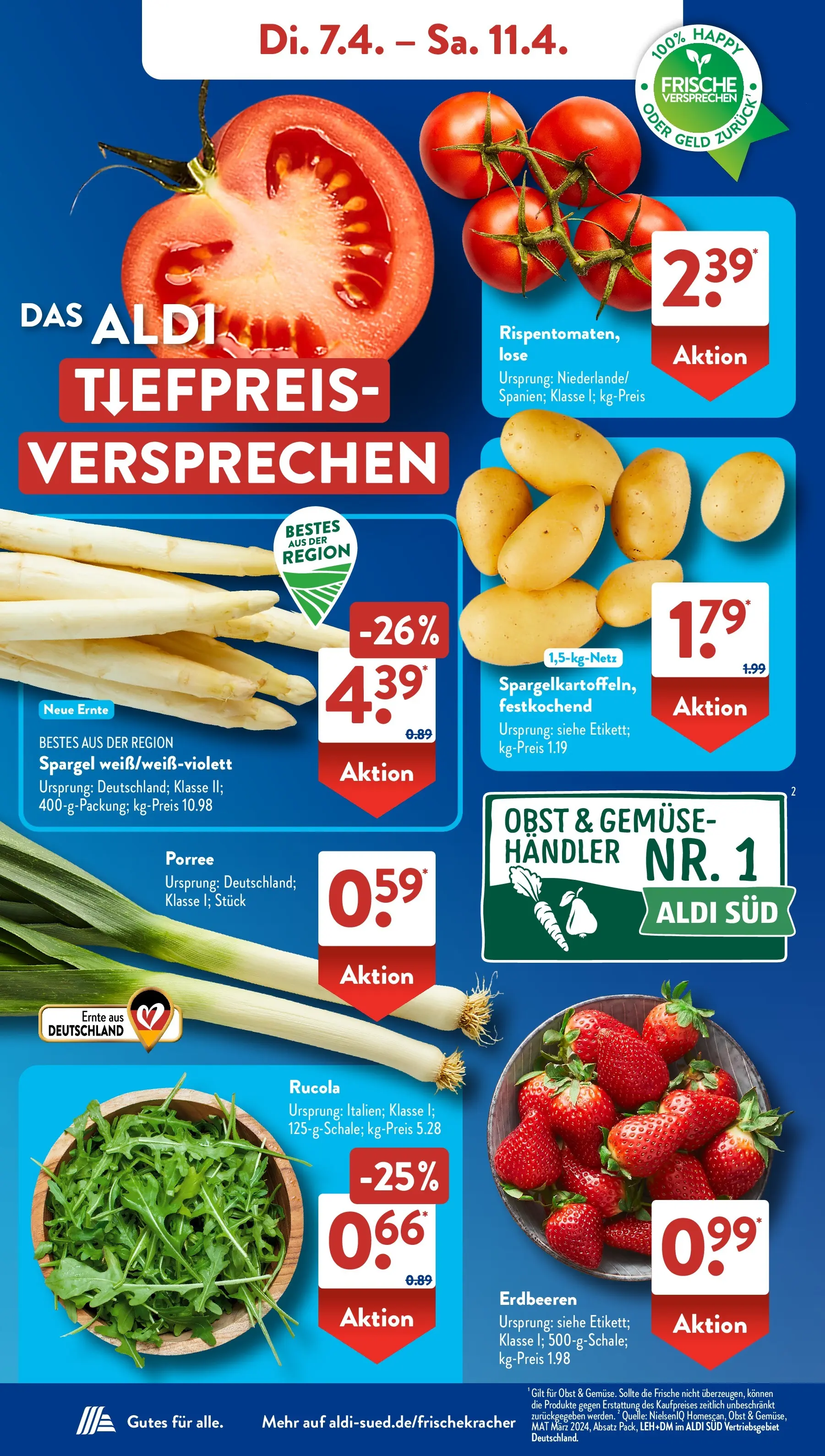 Aldi Süd Wochenangebote (ab 07.04.2026) zum Blättern | Seite: 4 | Produkte: Rucola, Spargel, Gemüse, Obst