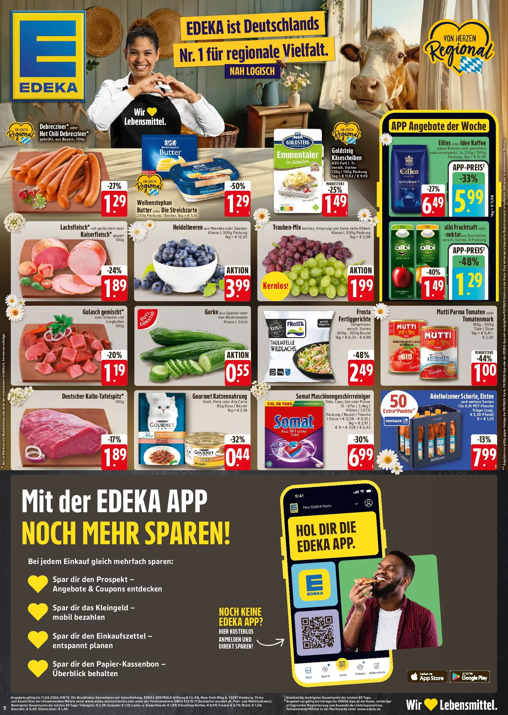 Edeka prospekt Vohburg	 (ab 08.04.2026) » Angebote Online | Seite: 1 | Produkte: Tafelspitz, Adelholzener, Tomaten, Heidelbeeren