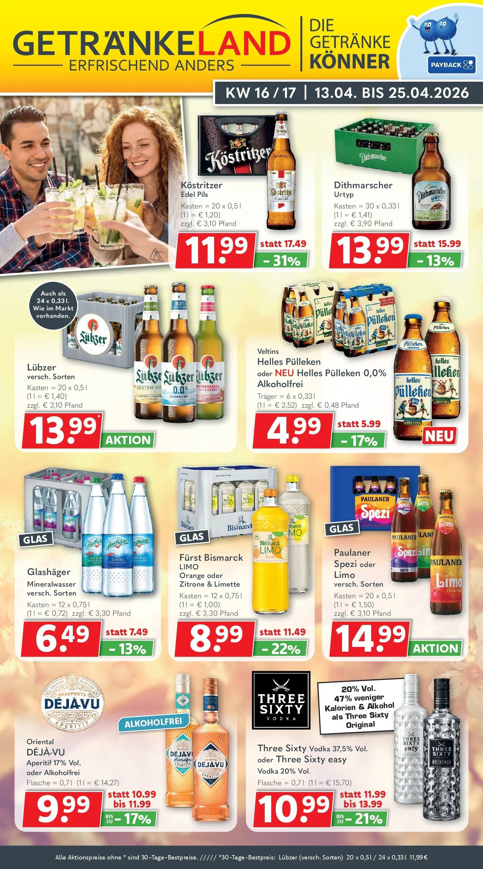 Getränkeland Prospekt Neustrelitz (ab 13.04.2026) zum Blättern | Seite: 1 | Produkte: Pils, Rhabarber, Paulaner, Veltins