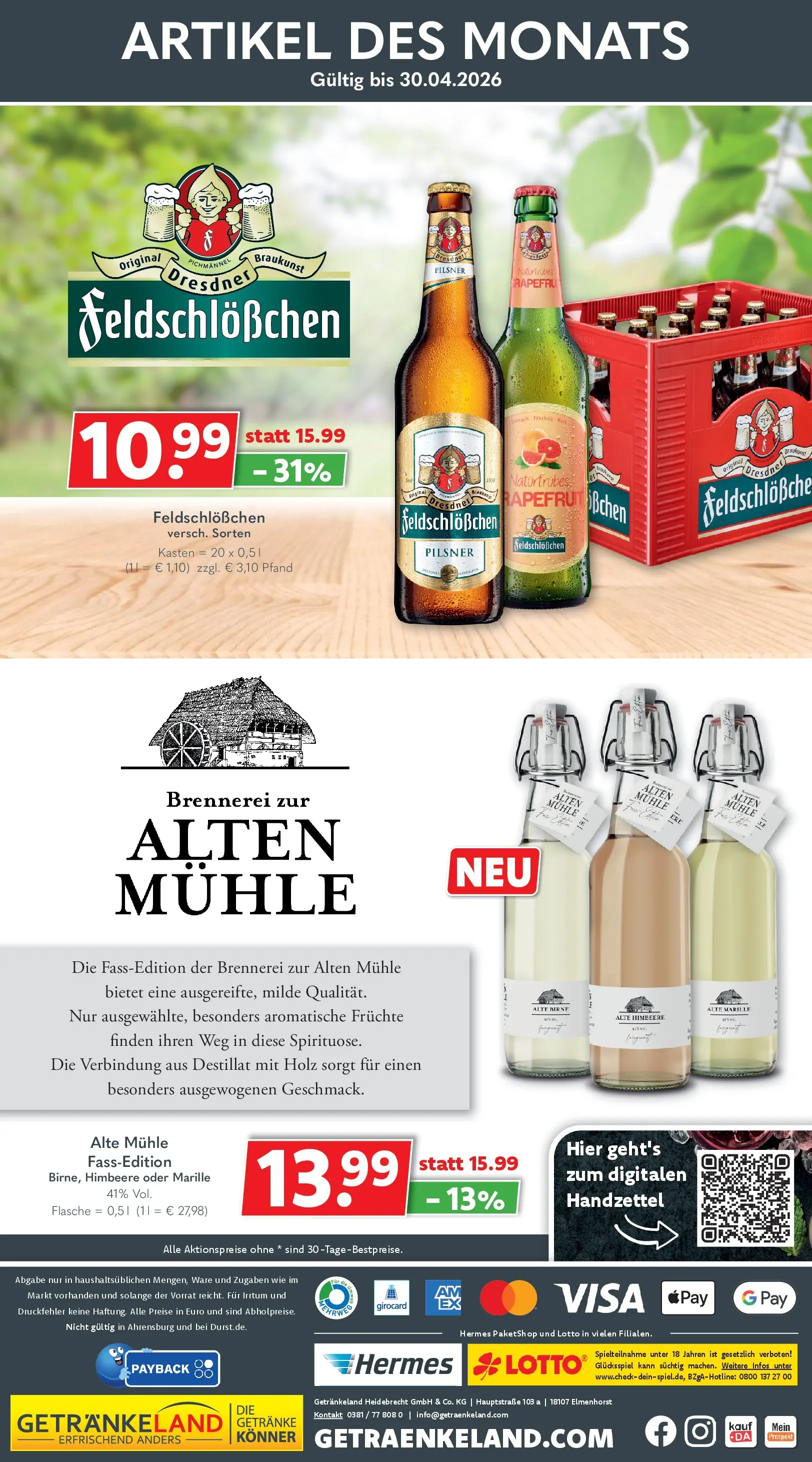 Getränkeland Prospekt Neustrelitz (ab 13.04.2026) zum Blättern | Seite: 8 | Produkte: Mühle, Birne, Himbeere