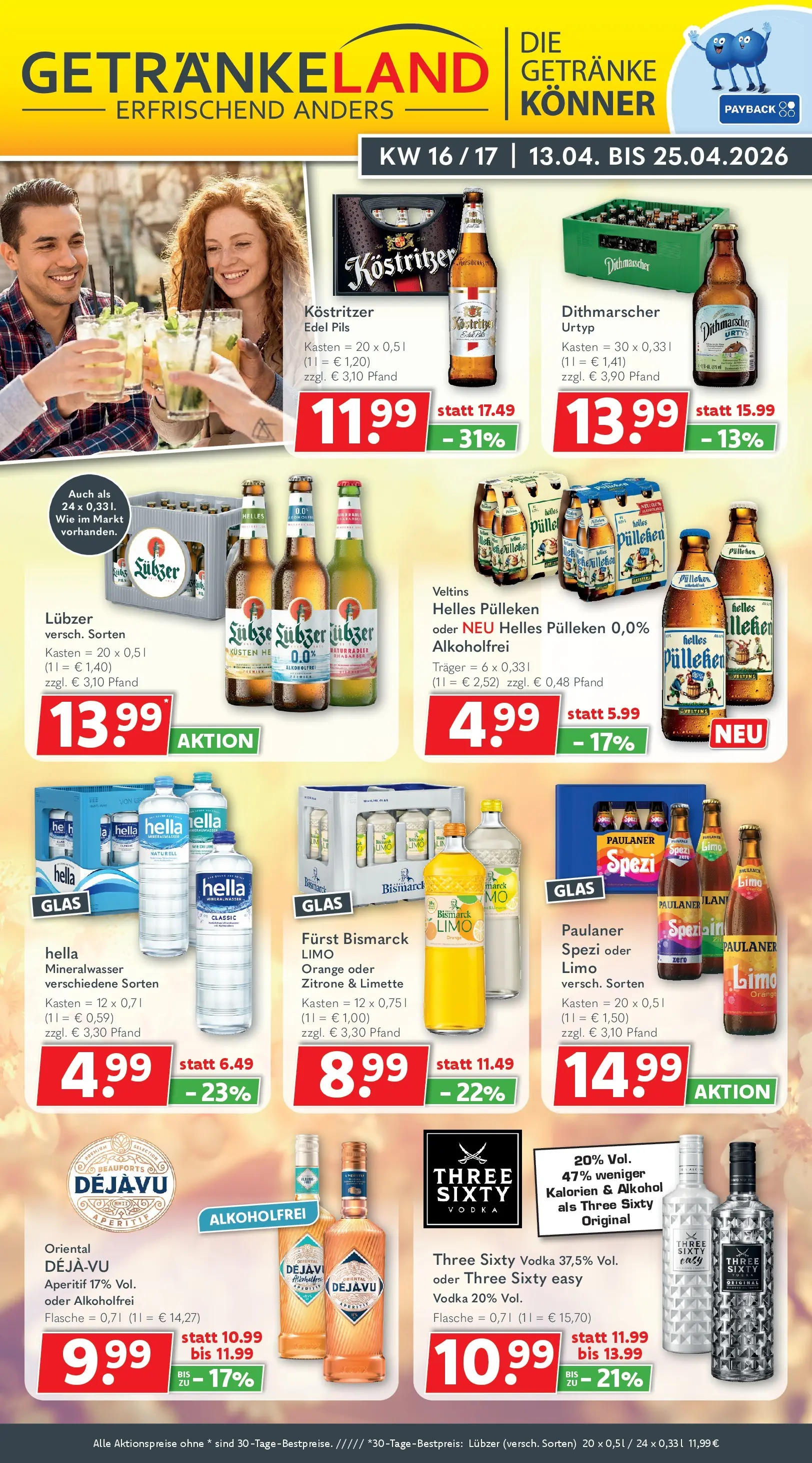 Getränkeland Prospekt Sandesneben (ab 13.04.2026) zum Blättern | Seite: 1 | Produkte: Mineralwasser, Limette, Lubzer, Veltins